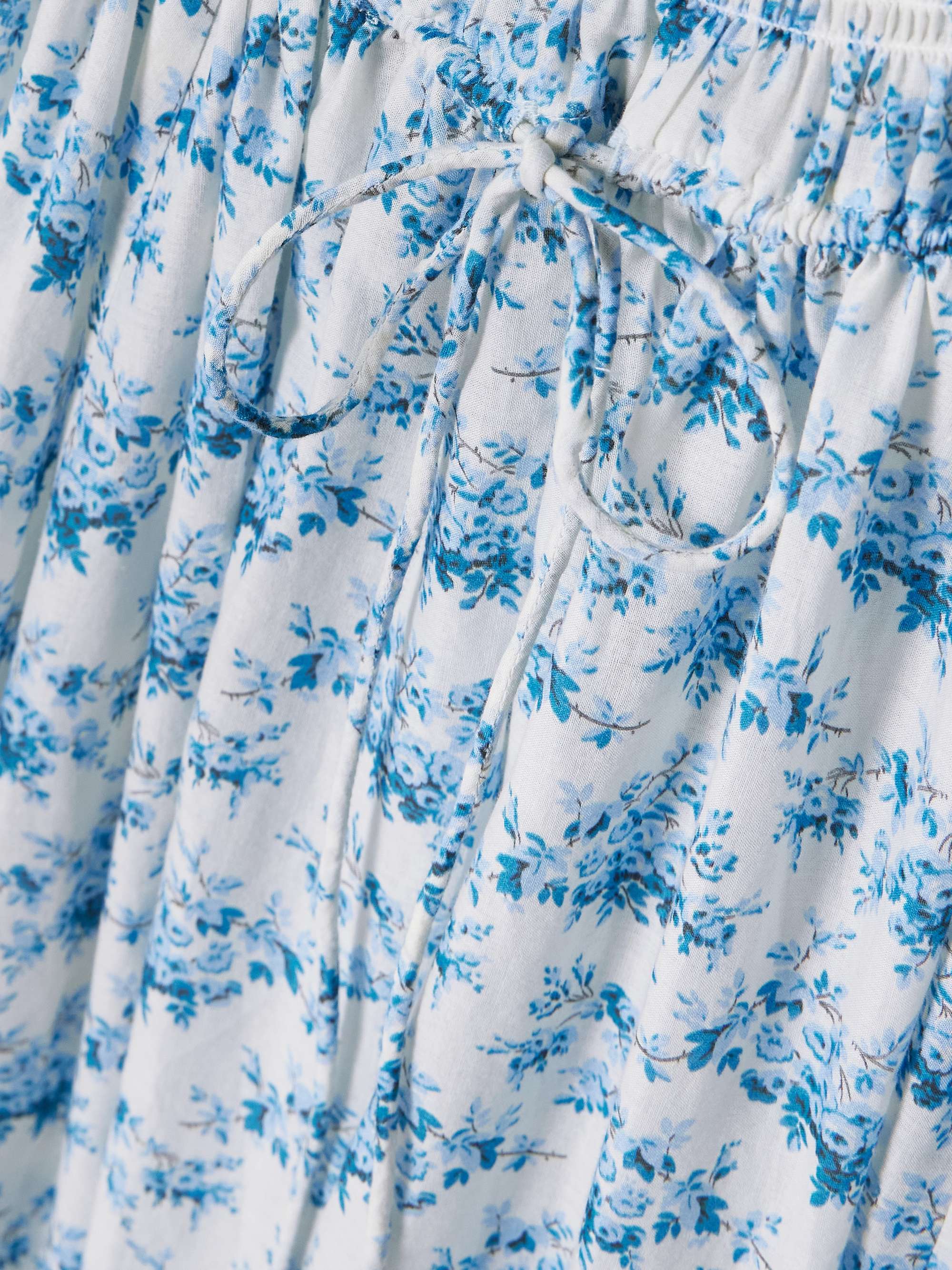 Ashlynn tie-detailed shirred floral-print organic cotton-voile midi dress view