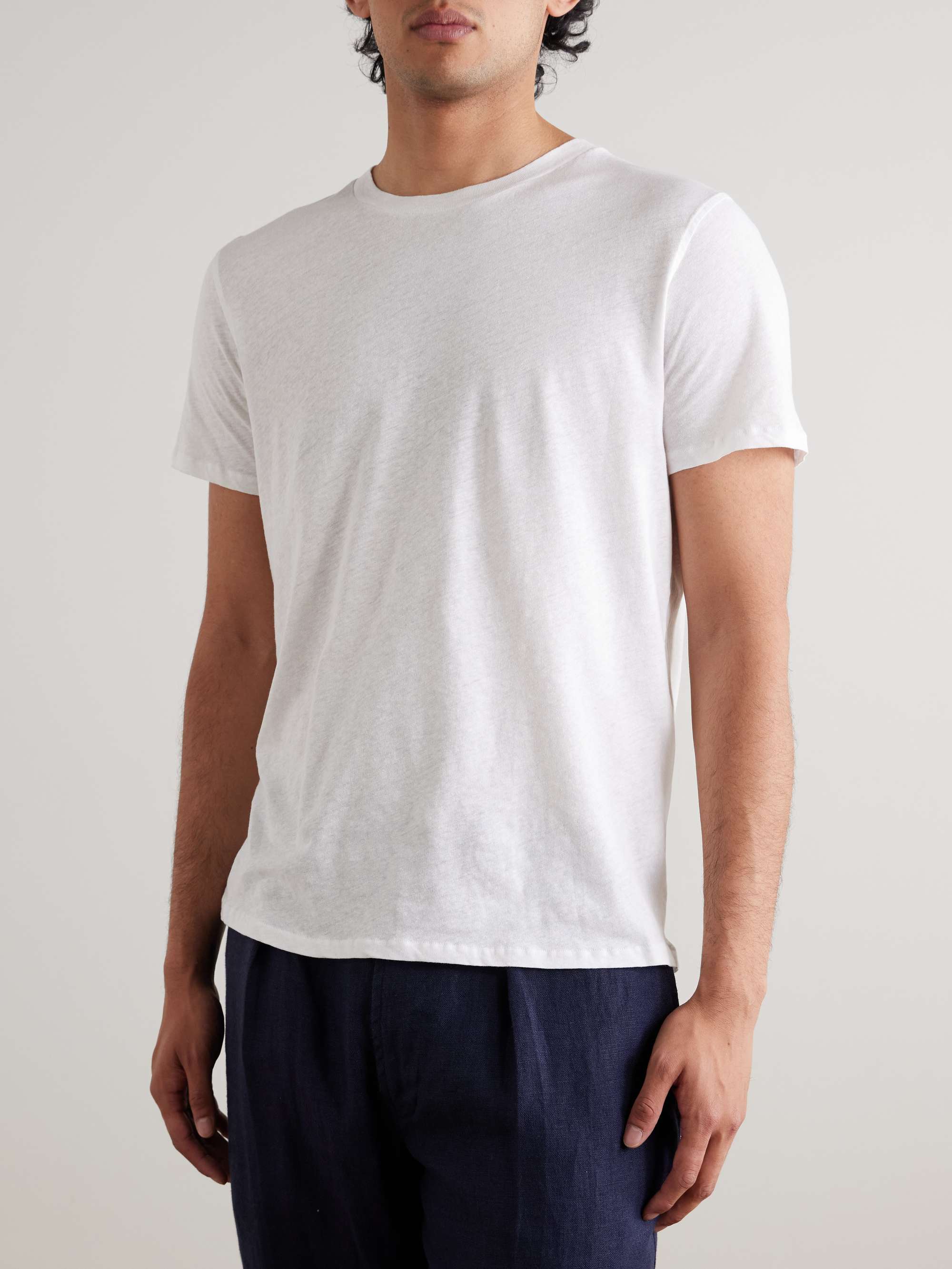 Lucio Cotton and Linen-Blend Jersey T-Shirt view