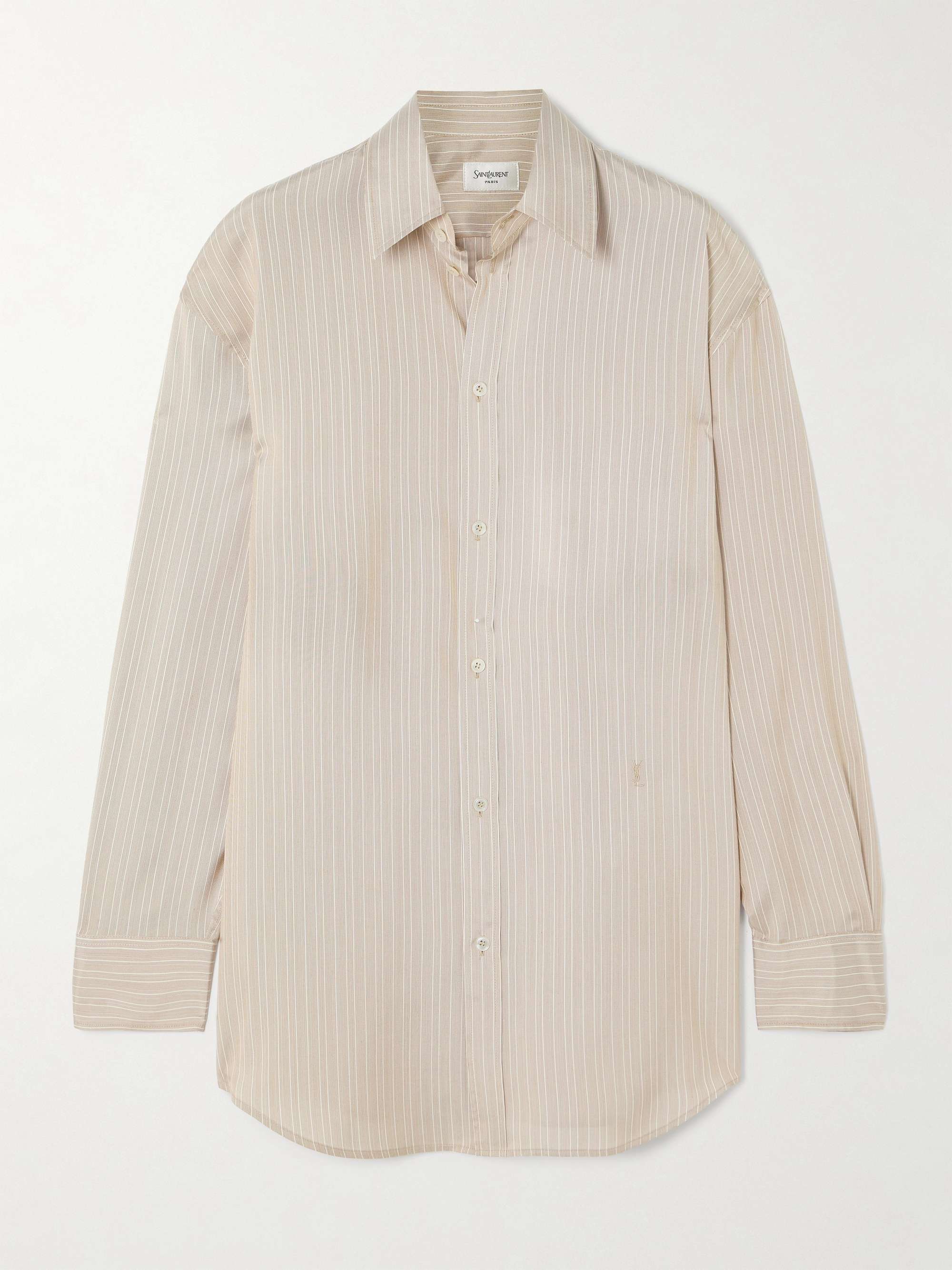 Embroidered striped silk shirt view