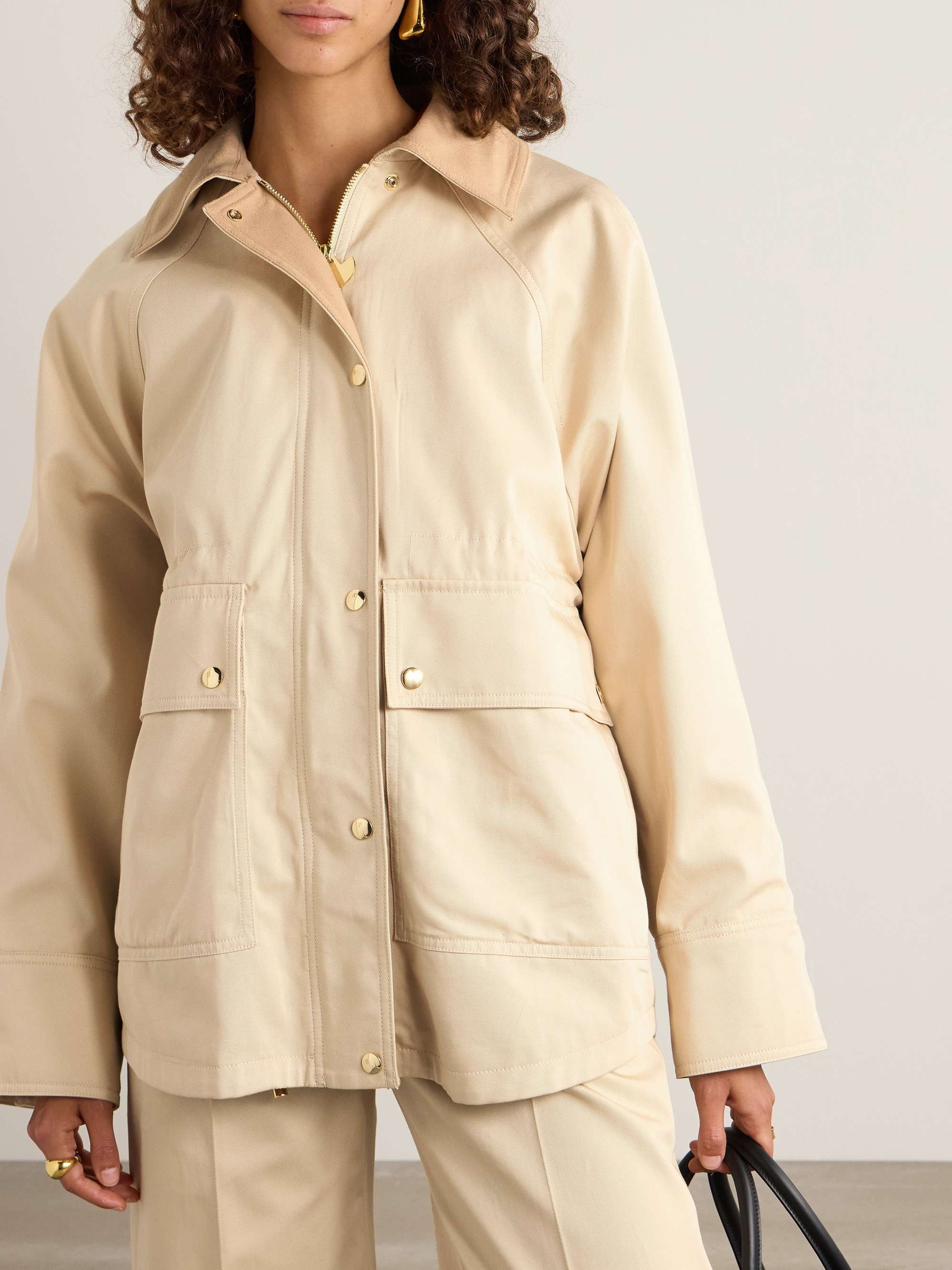 Wool-blend trimmed cotton-twill jacket view