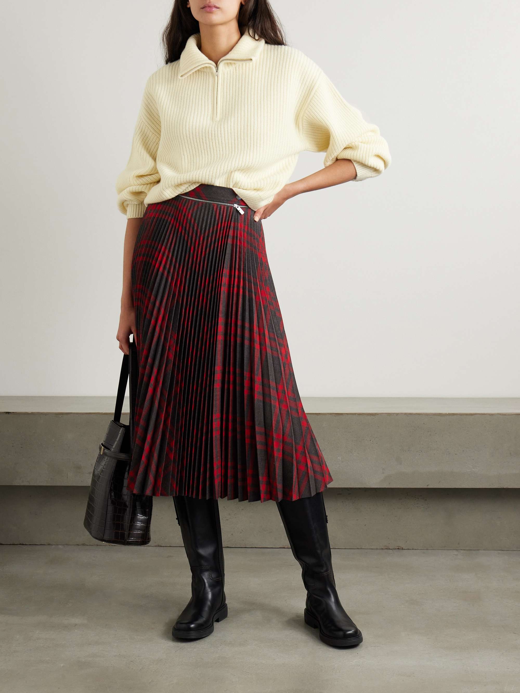 Marigold ribbed cashmere half-zip sweater view