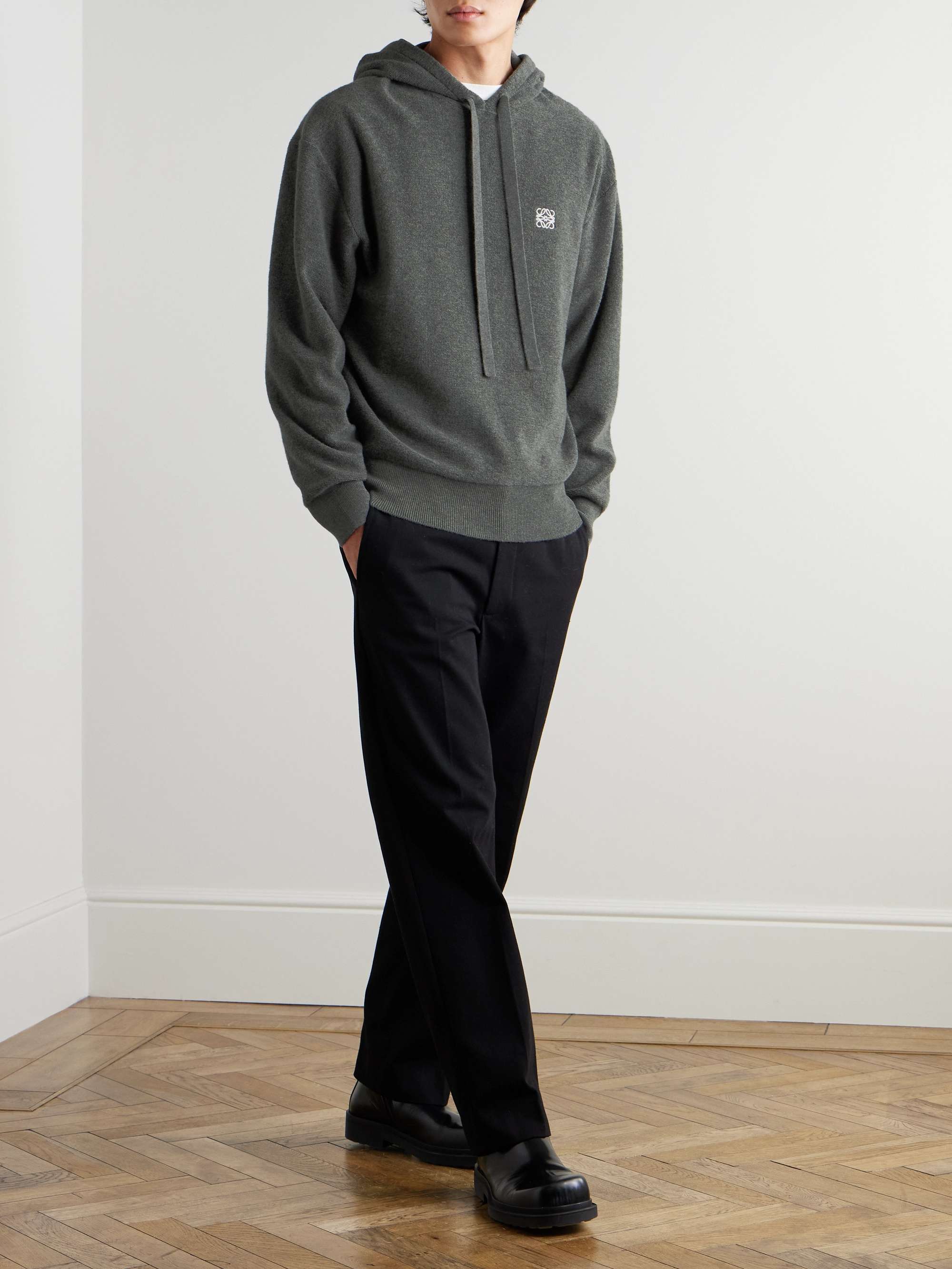 Logo-Embroidered Wool Hoodie view