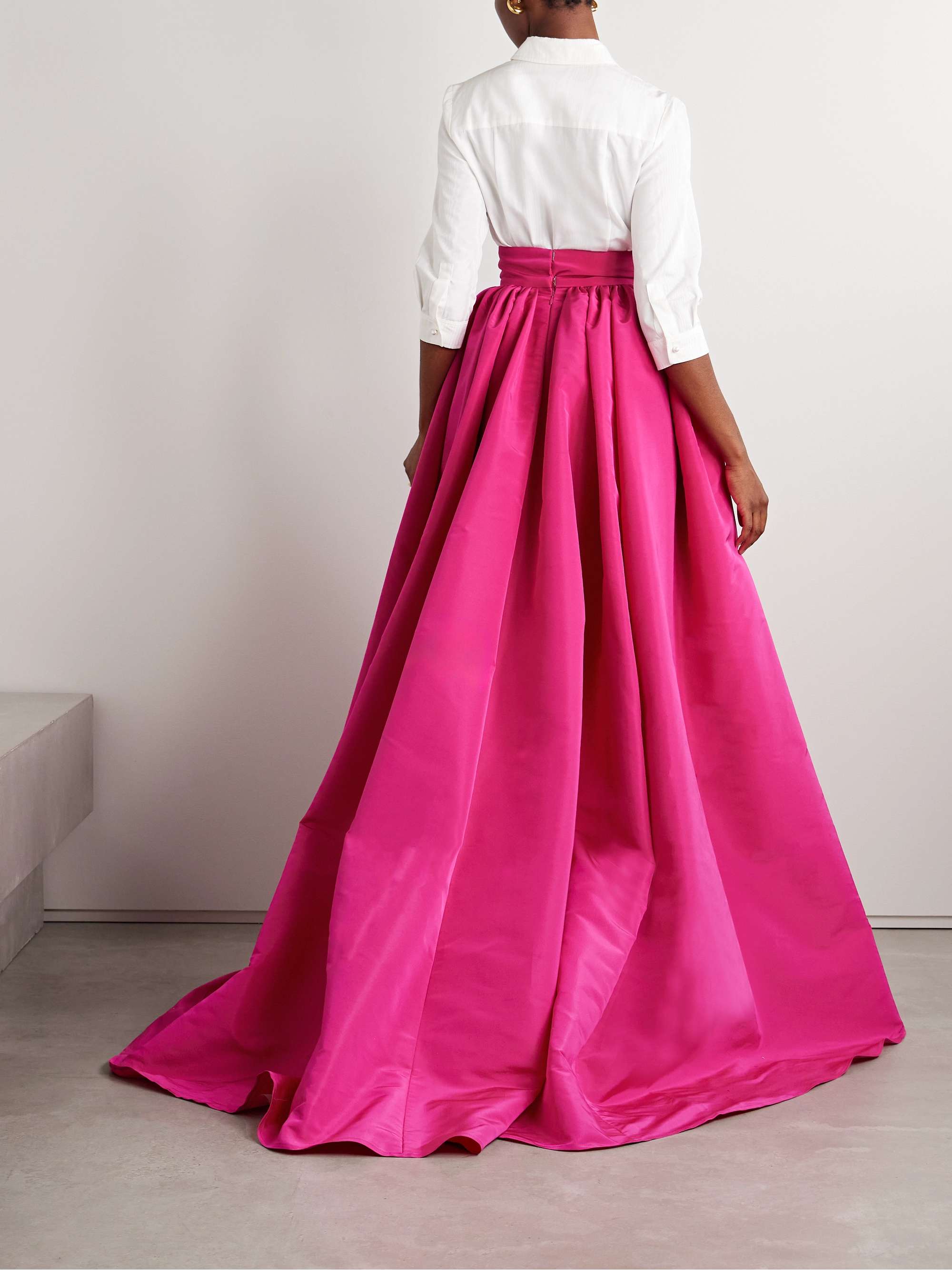 Pleated silk-faille maxi skirt view