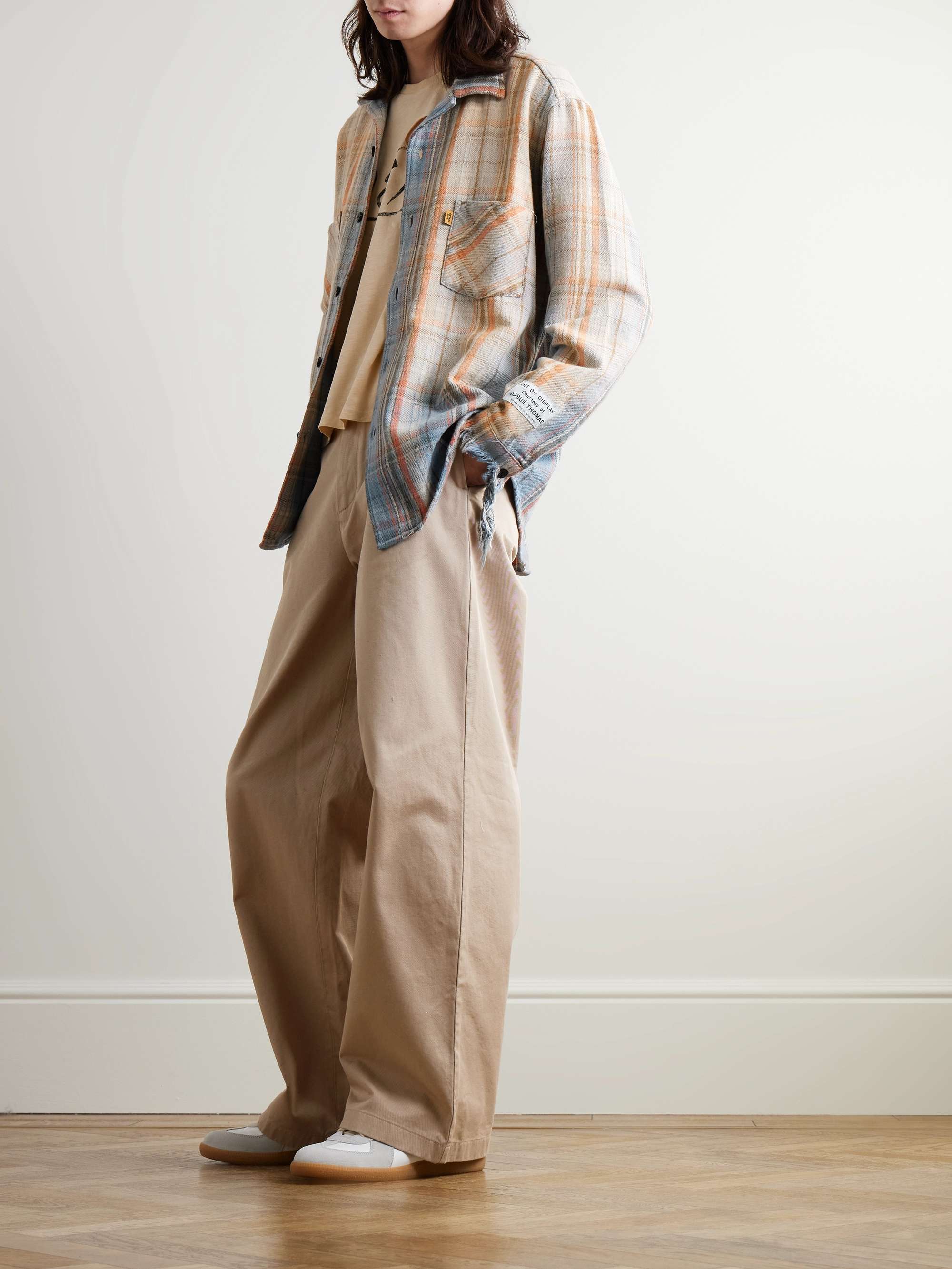 Marley Logo-Appliquéd Distressed Checked Cotton-Flannel Shirt view