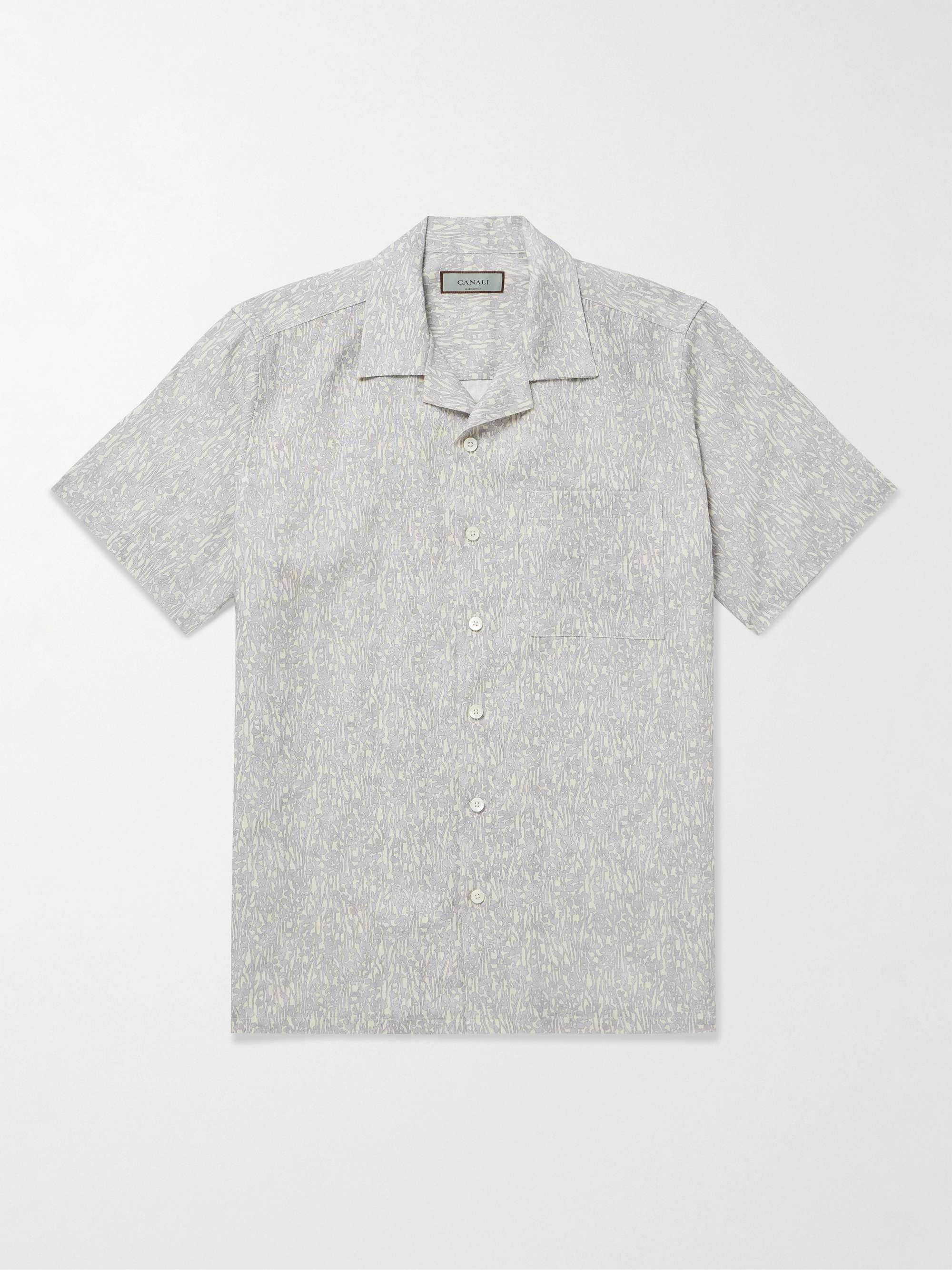 Camp-Collar Printed Linen and Cotton-Blend Shirt view