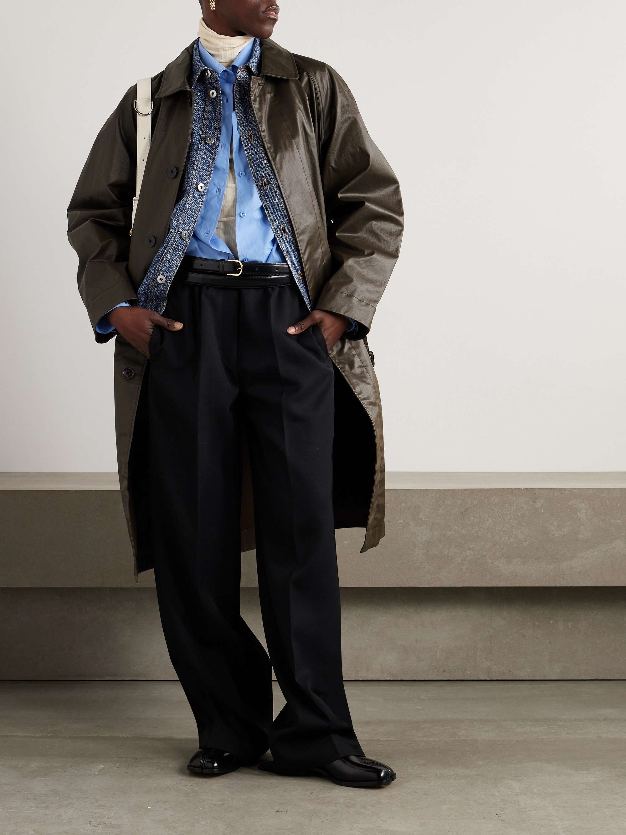 Belted coated-cotton coat view