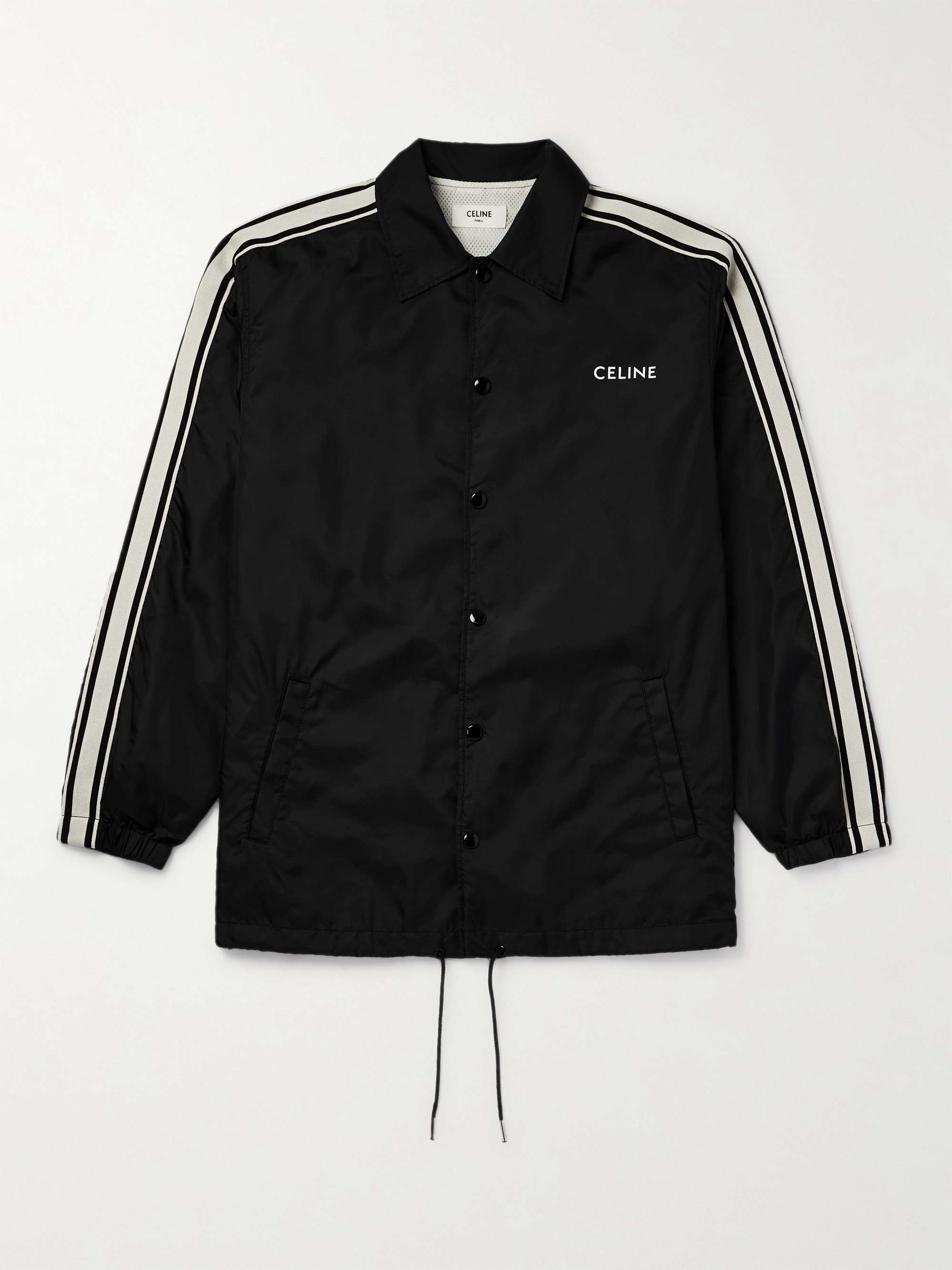 Striped Webbing-Trimmed Logo-Print Nylon Jacket view