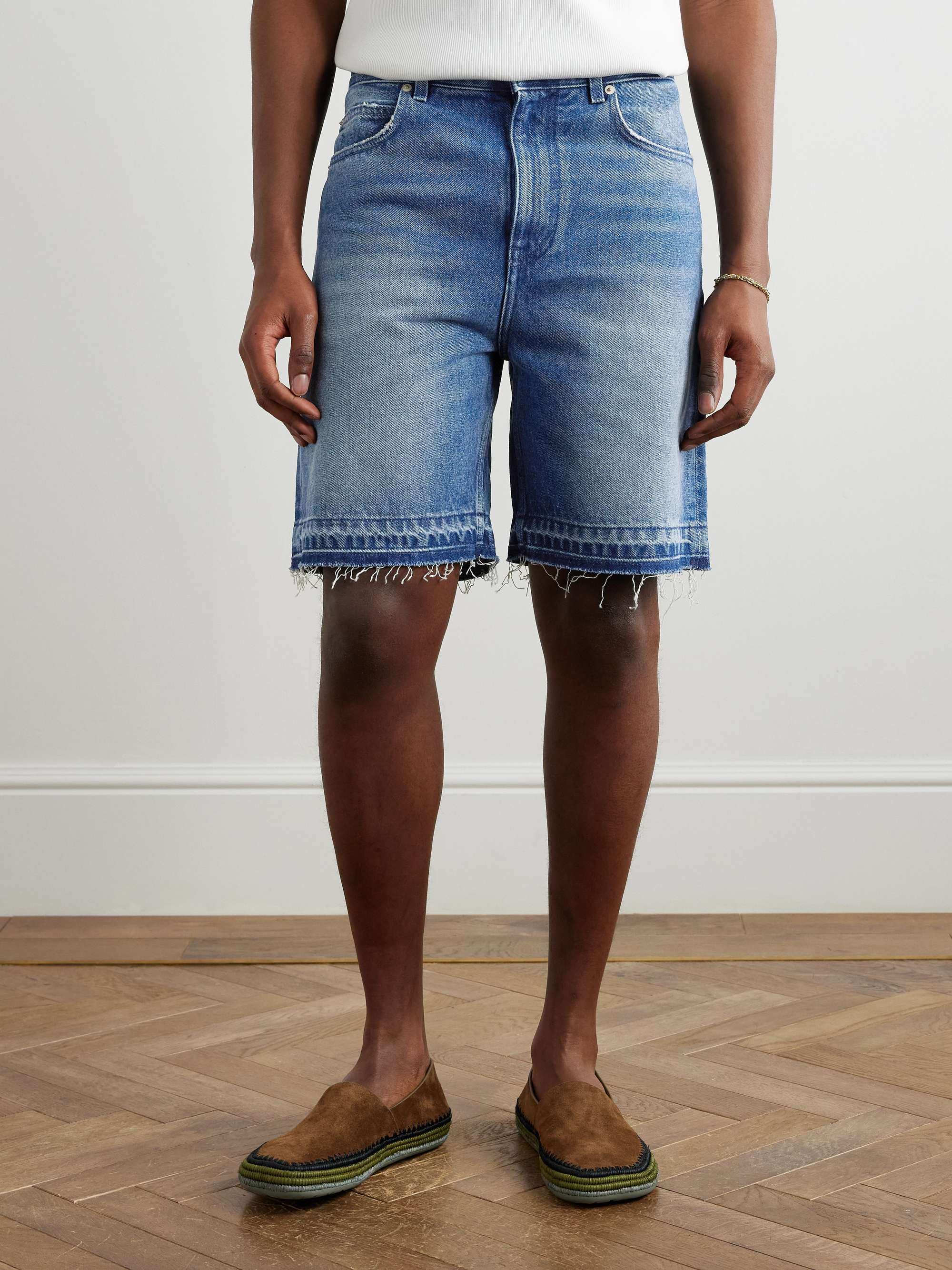 + Paula's Ibiza Straight-Leg Distressed Denim Shorts view