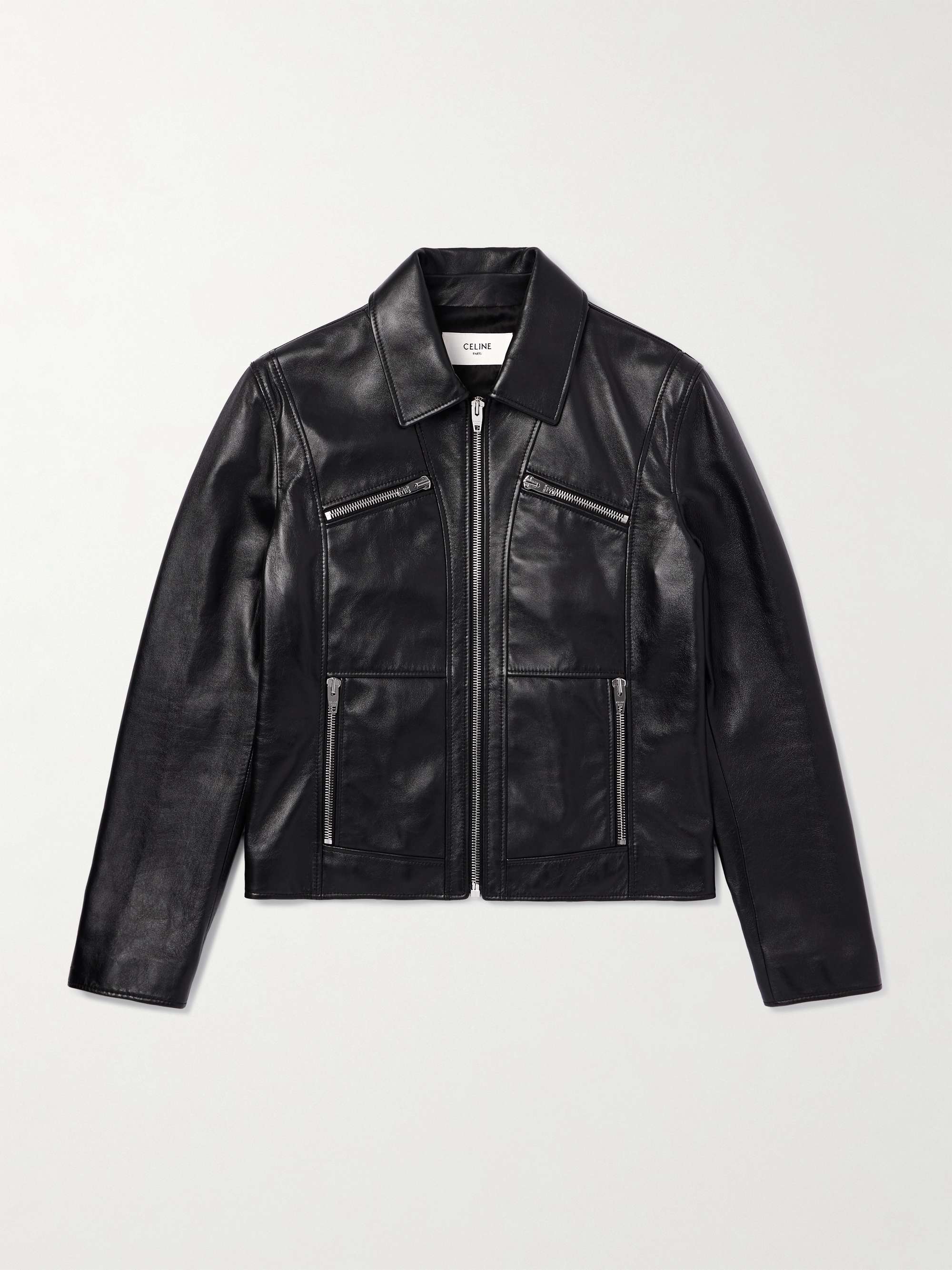 Slim-Fit Cropped Leather Blouson Jacket view