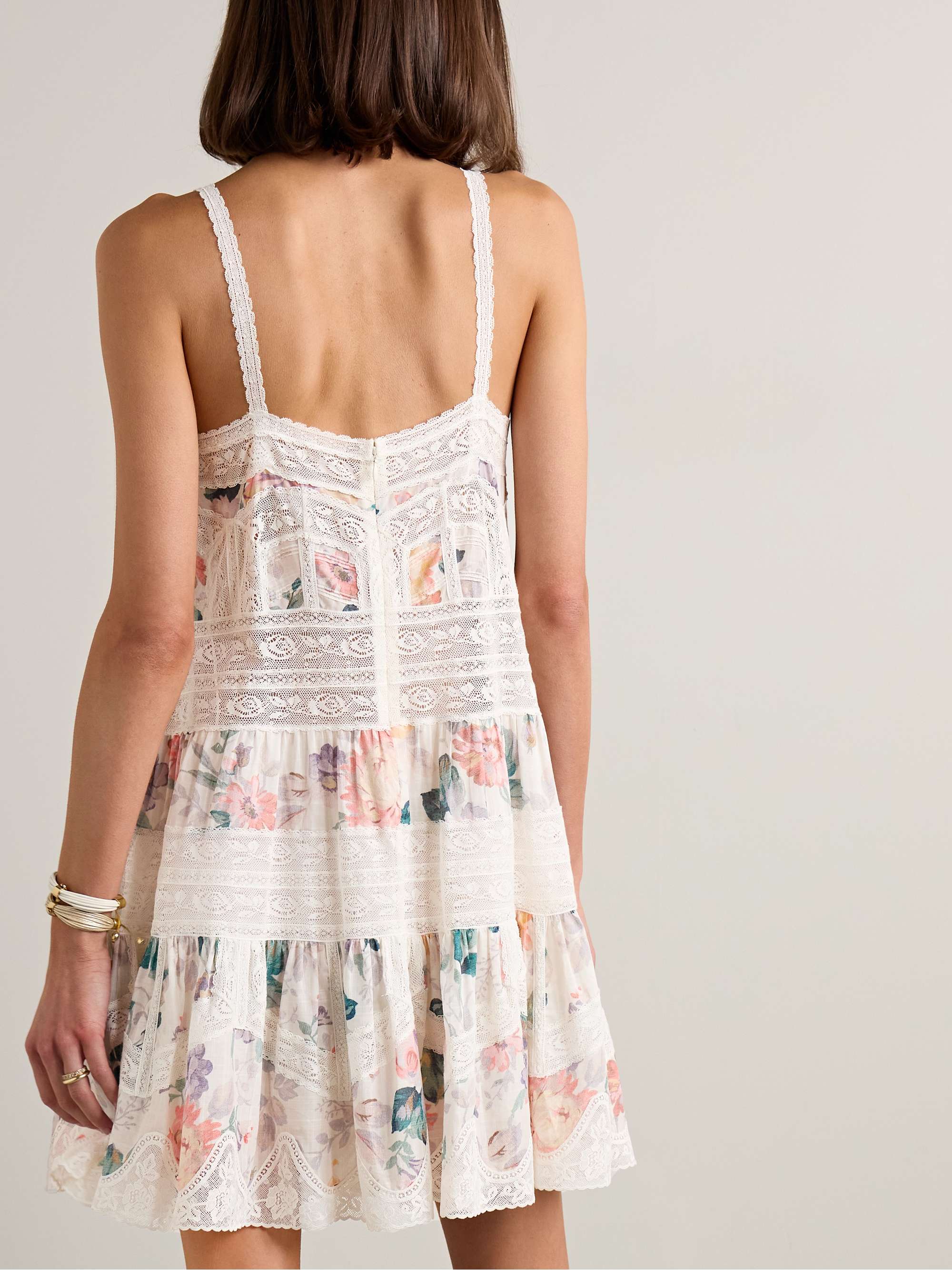 Acacia lace-trimmed floral-print cotton-voile mini dress view