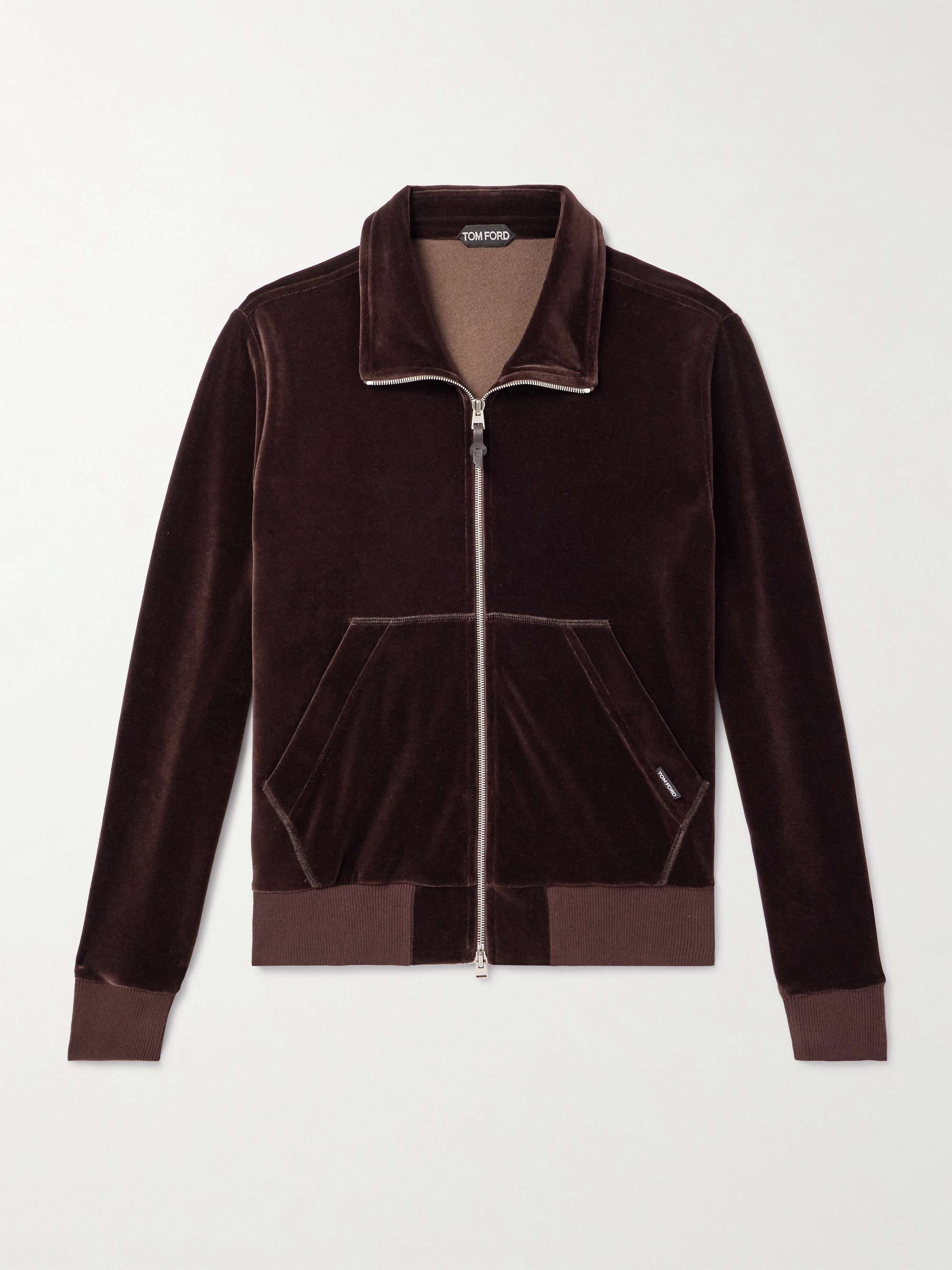 Cotton-Blend Velour Zip-Up Track Jacket view