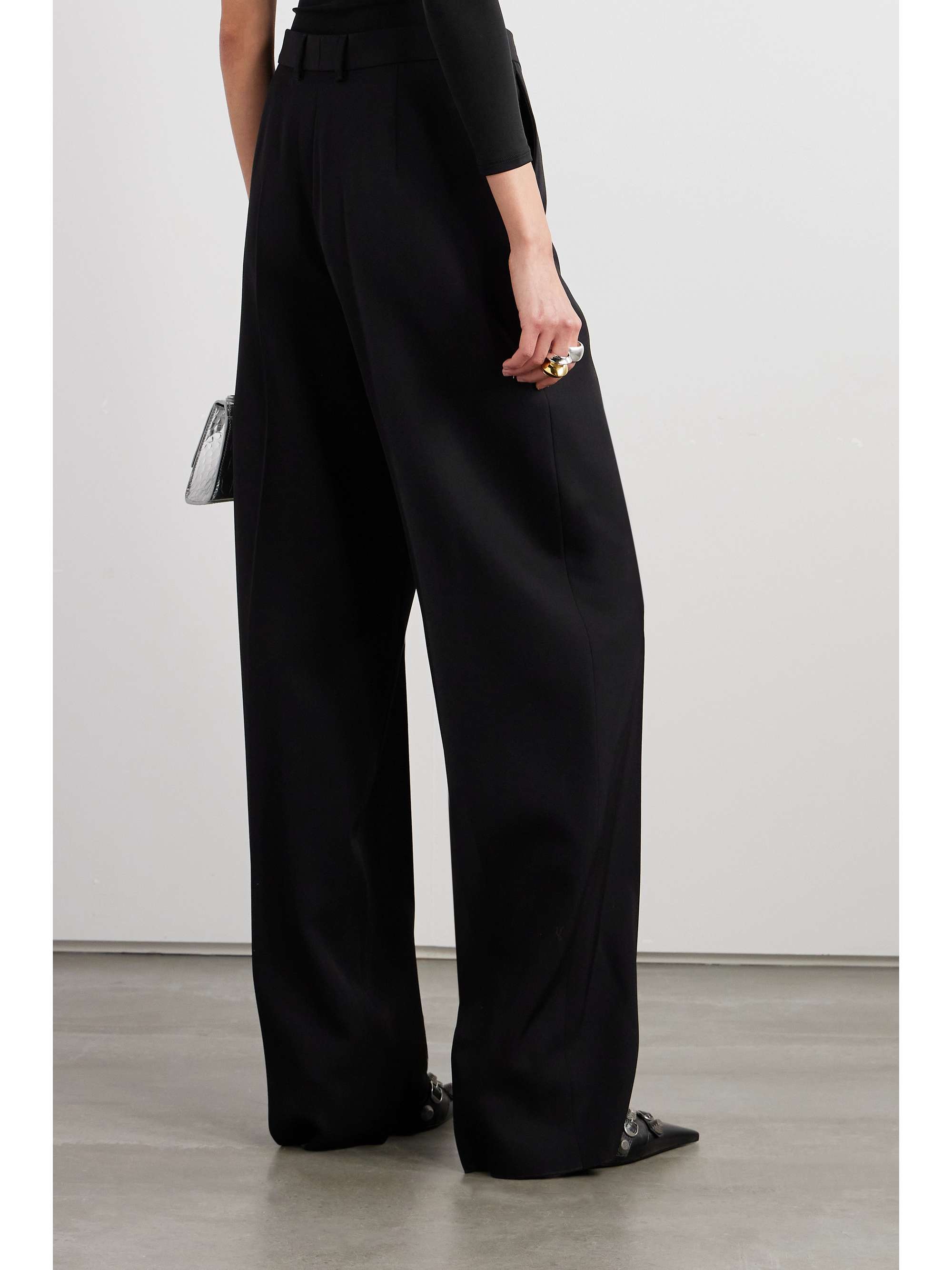 Wool-barathea wide-leg pants view