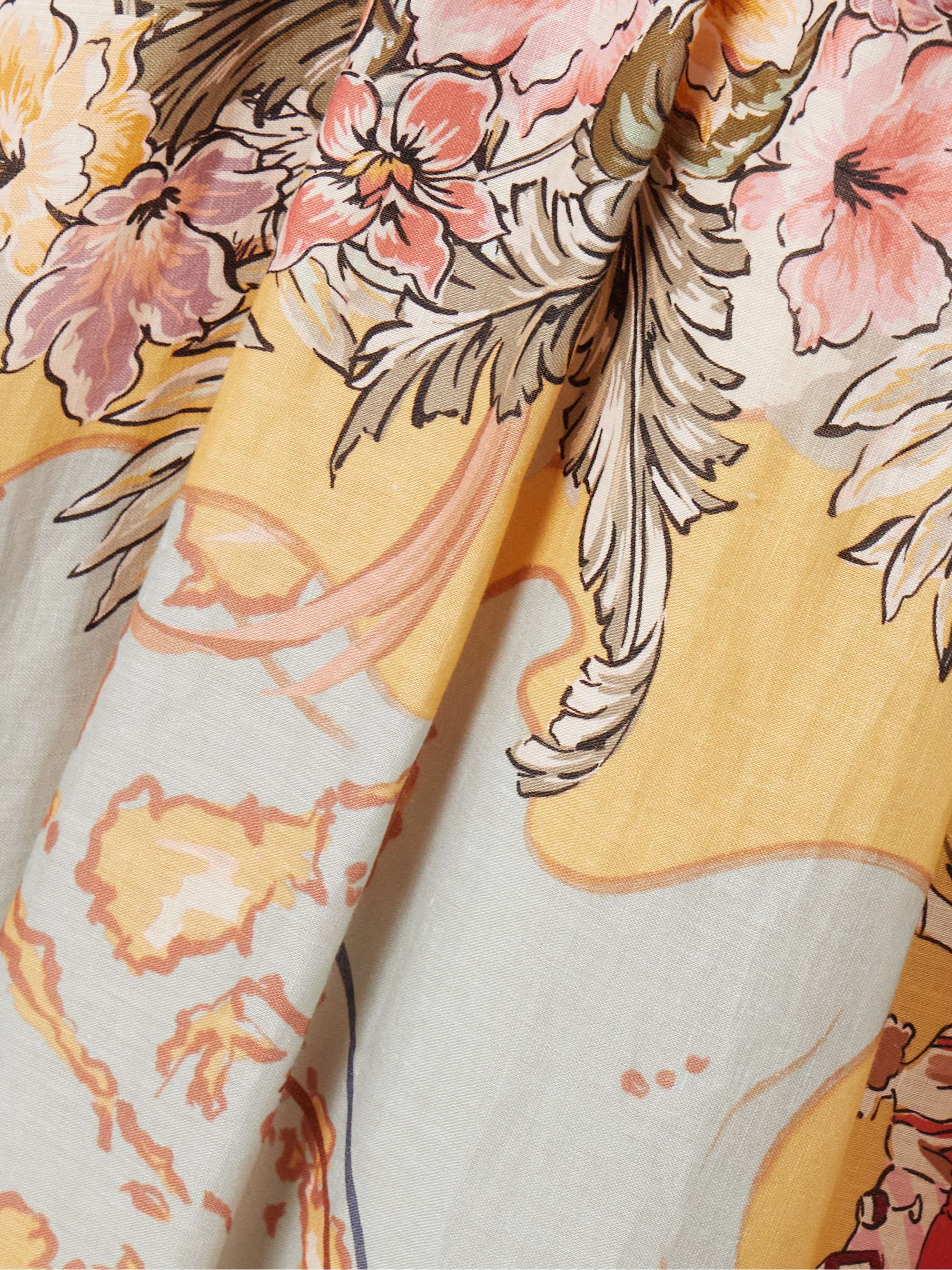 Tallow pleated printed linen midi dress view