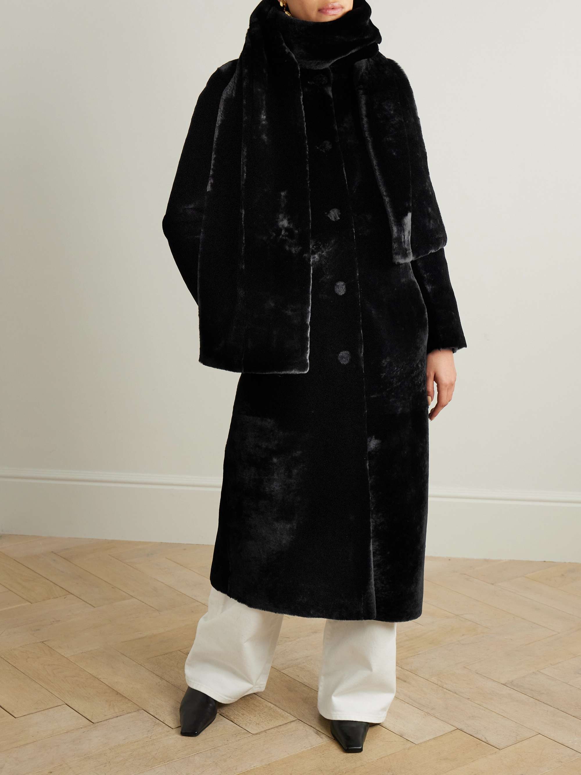 Daphne scarf-detailed shearling coat view