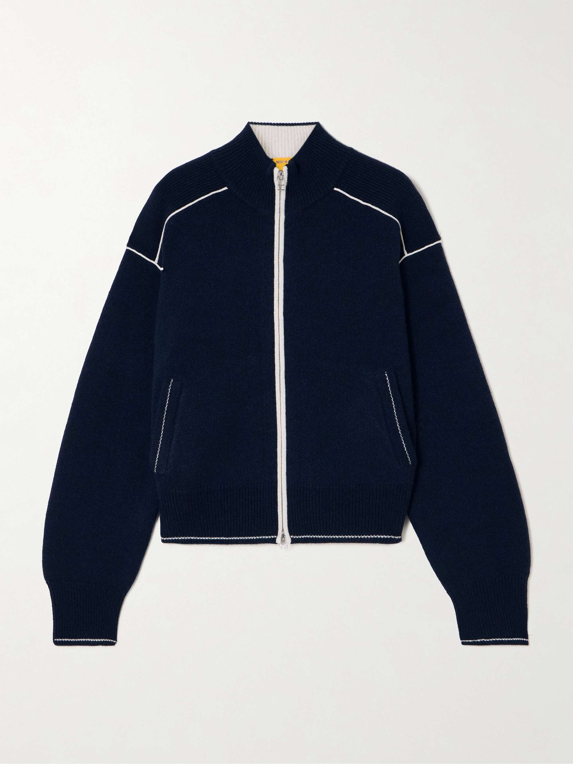 Cashmere zip-up cardigan view