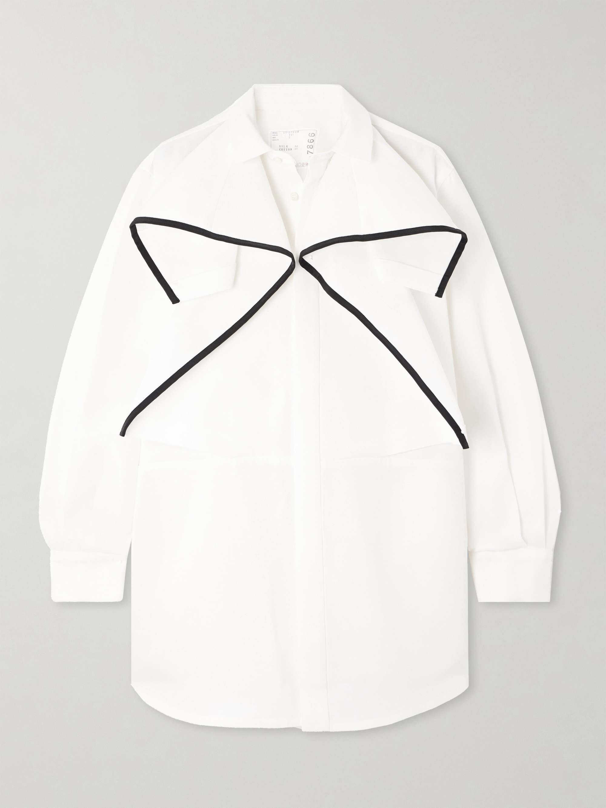 Paneled grosgrain-trimmed silk and cotton-blend shirt view