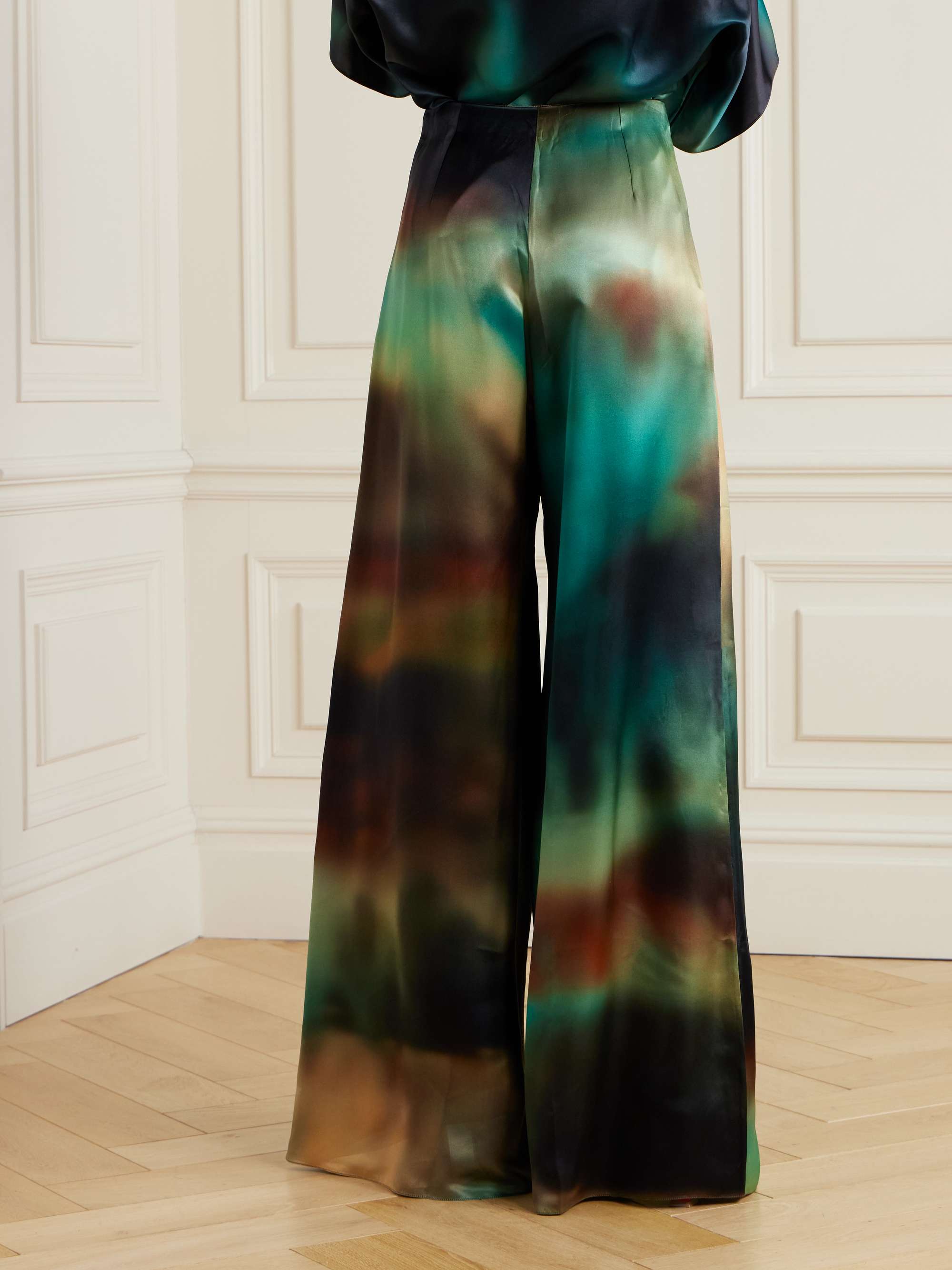Arneau tie-dye satin wide-leg pants view