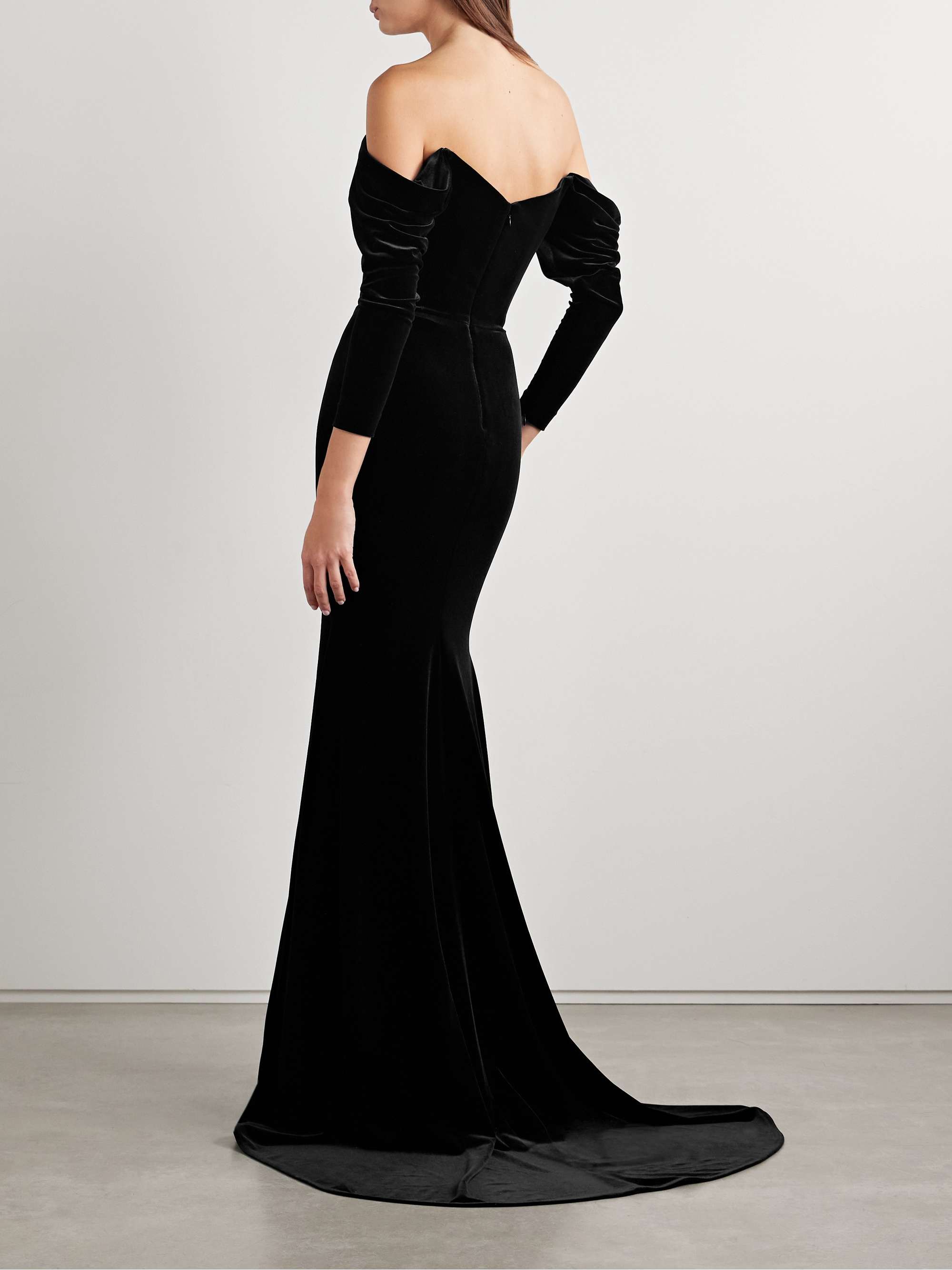 Off-the-shoulder velvet gown view