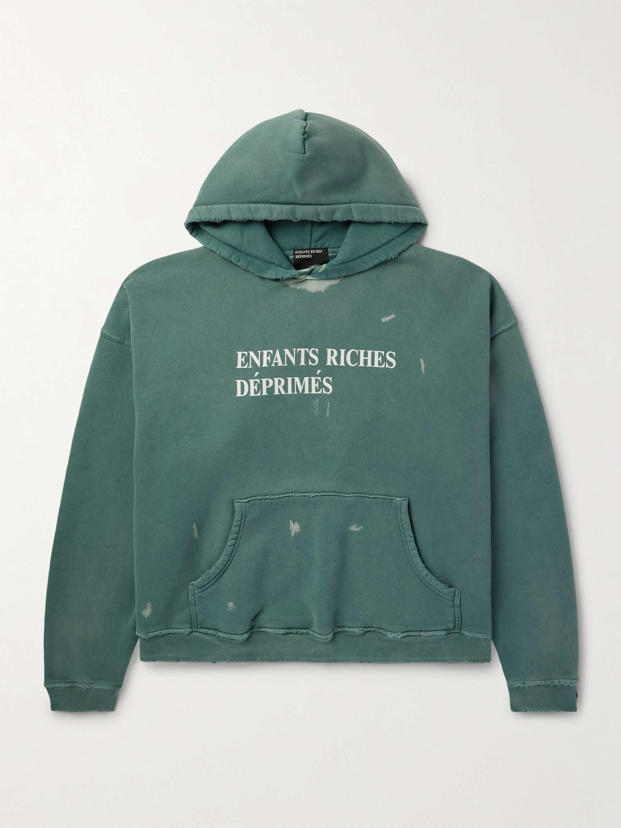 Logo-Print Distressed Cotton-Jersey Hoodie view