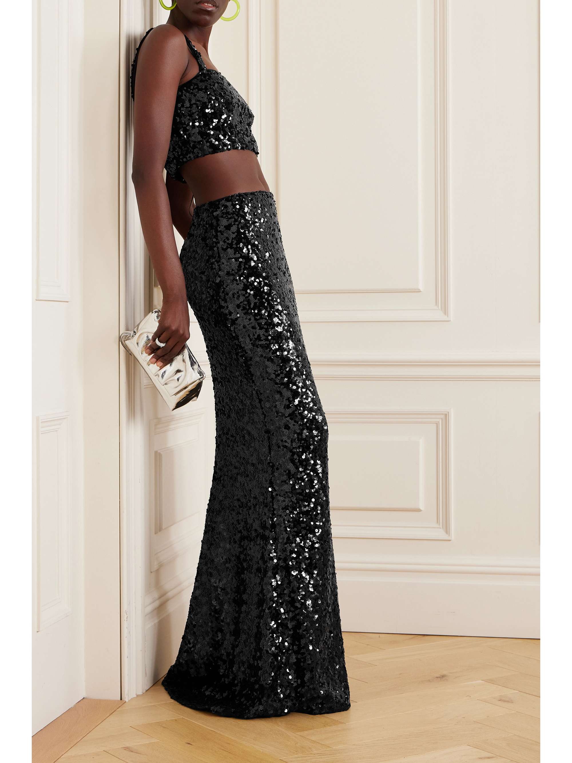 Sequined stretch-tulle maxi skirt view