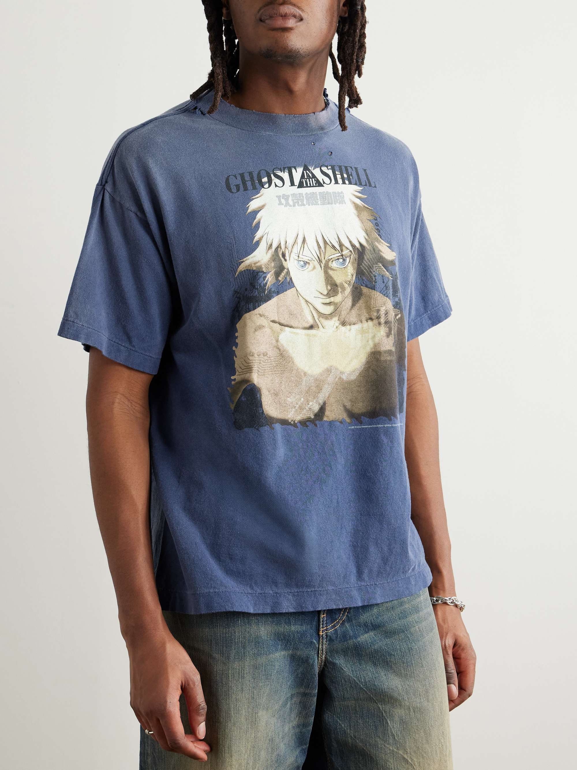 + Ghost in the Shell Distressed Printed Cotton-Jersey T-Shirt view