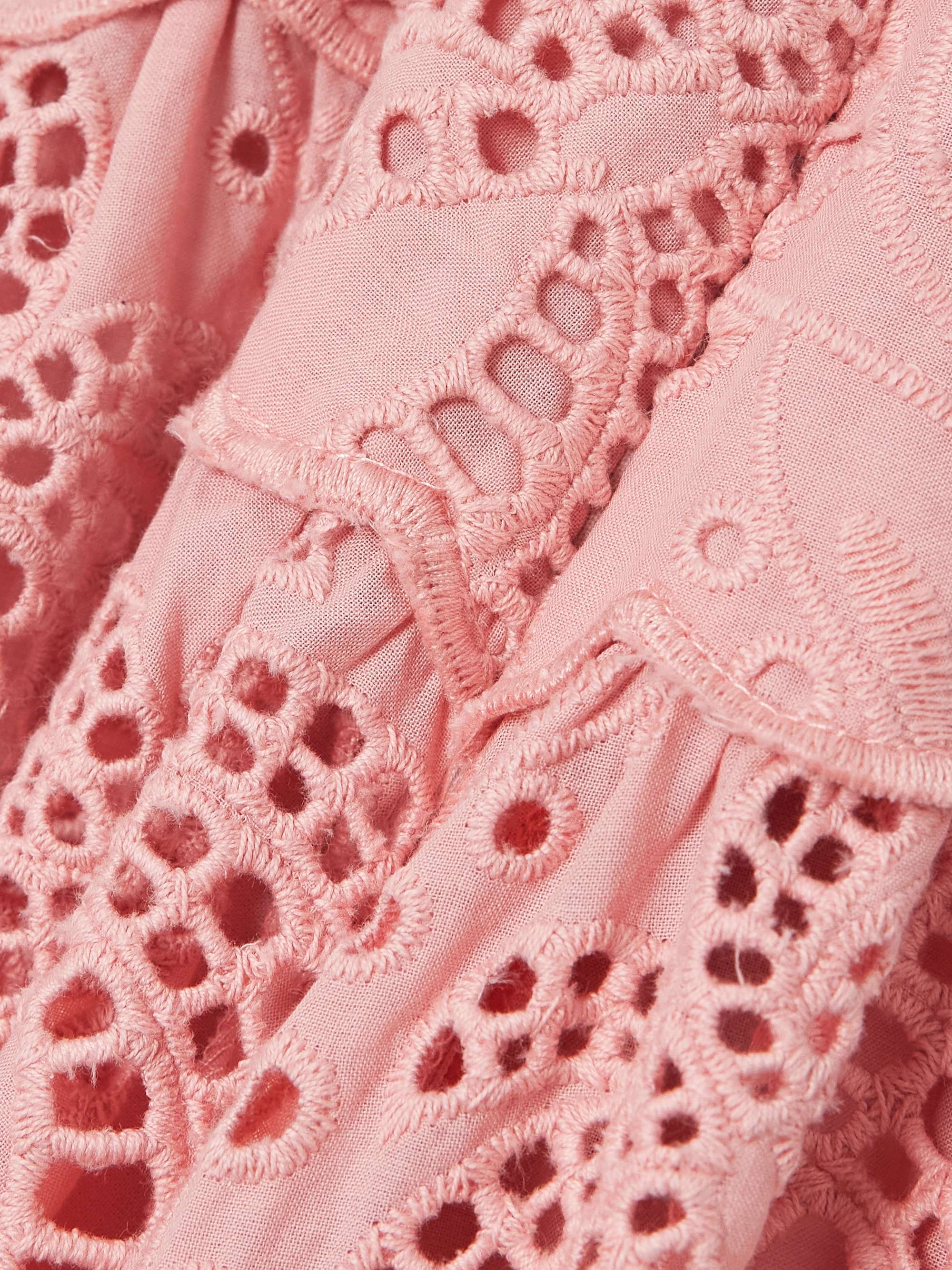 Palm Tree scalloped broderie anglaise cotton midi dress view