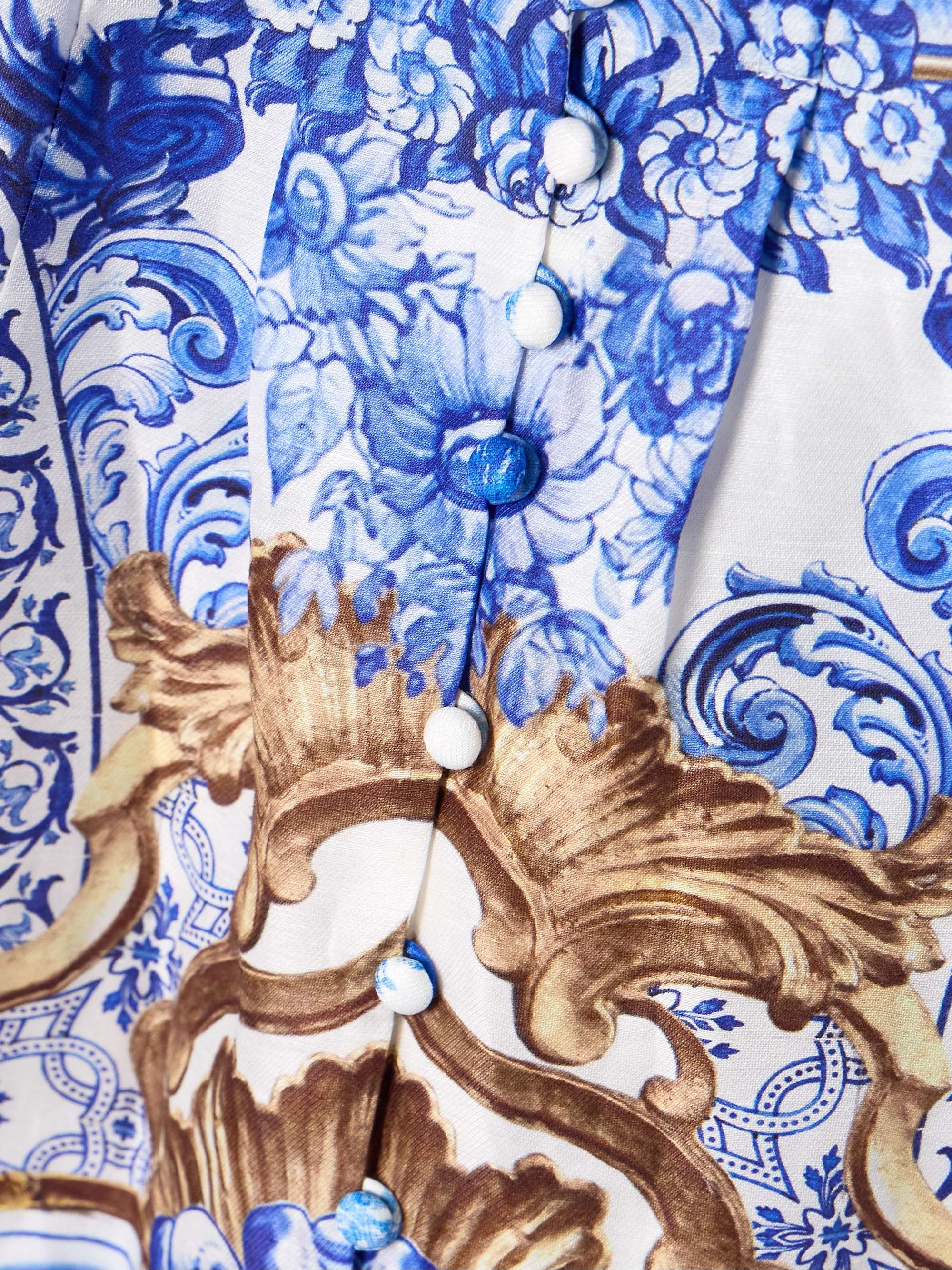 Pleated printed linen and silk-blend mini dress view