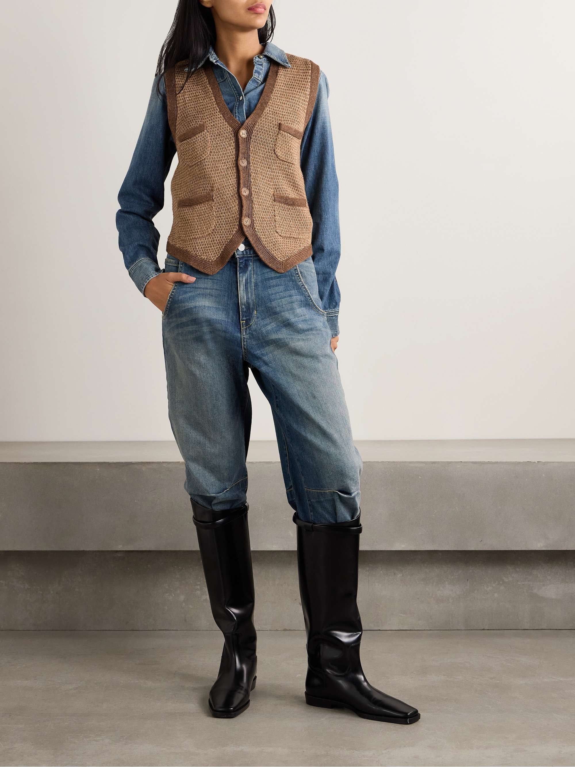 Linen and silk-blend vest view