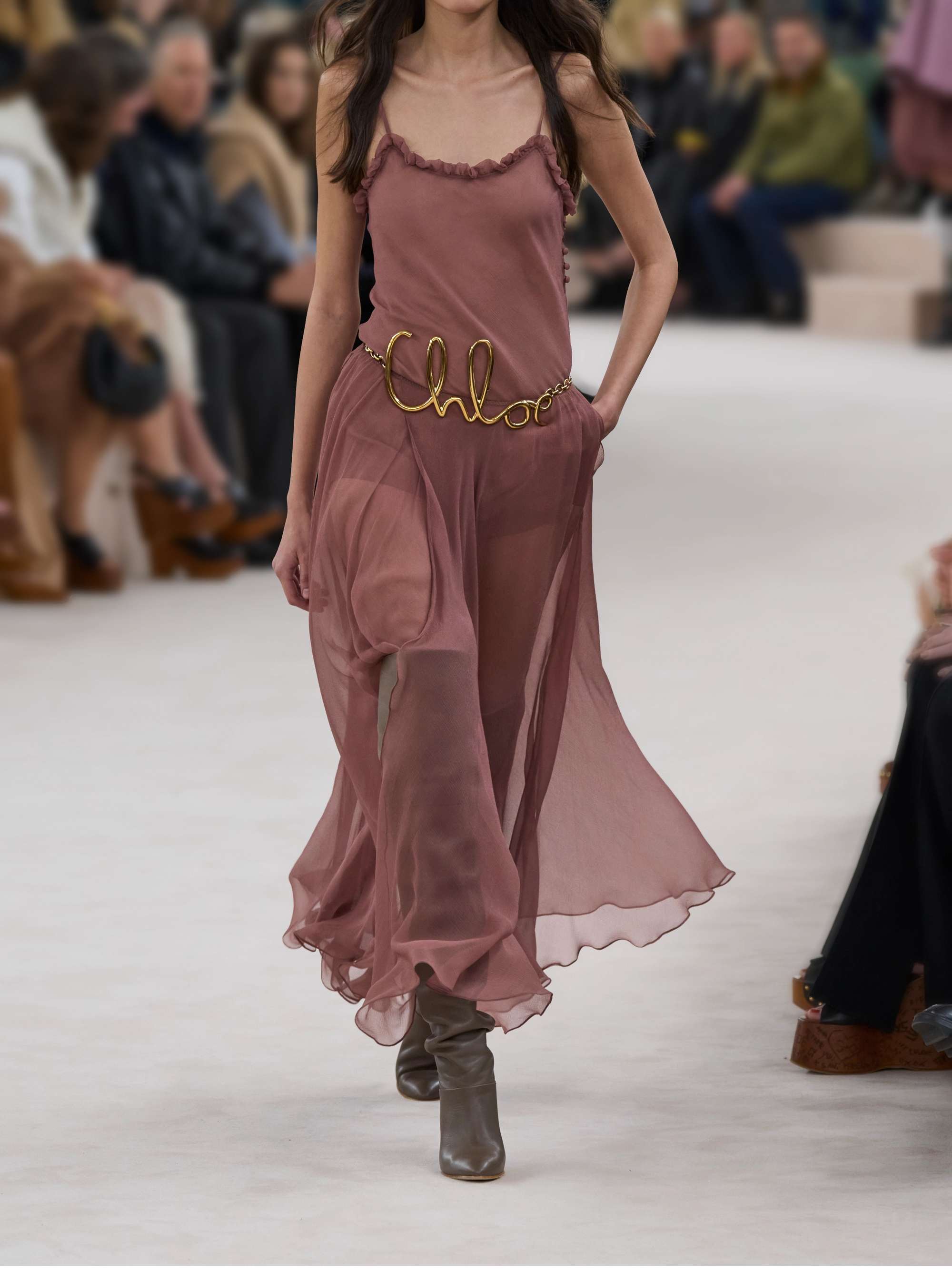 Silk-crepon midi skirt view