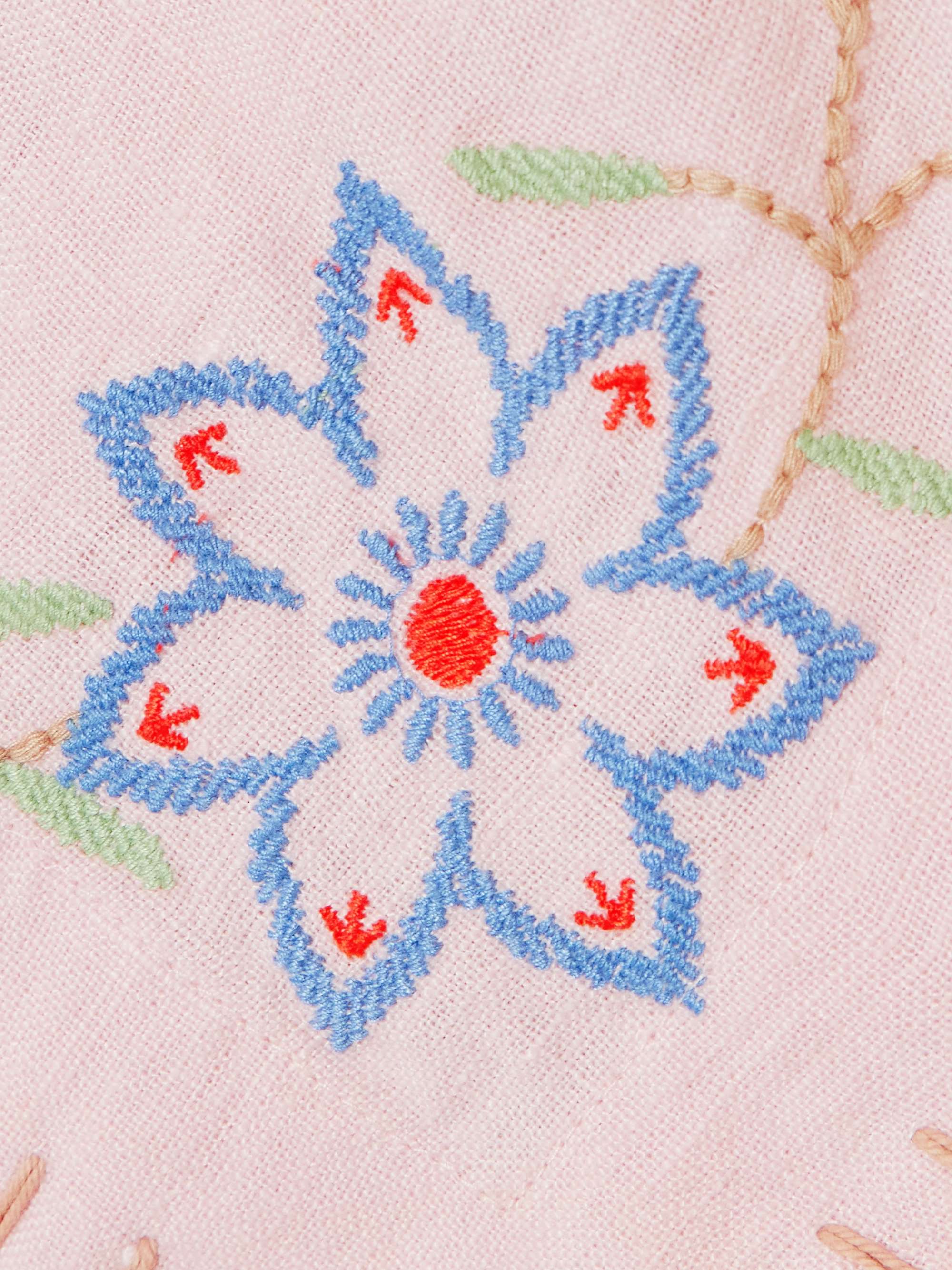 Olivia tie-detailed embroidered linen top view