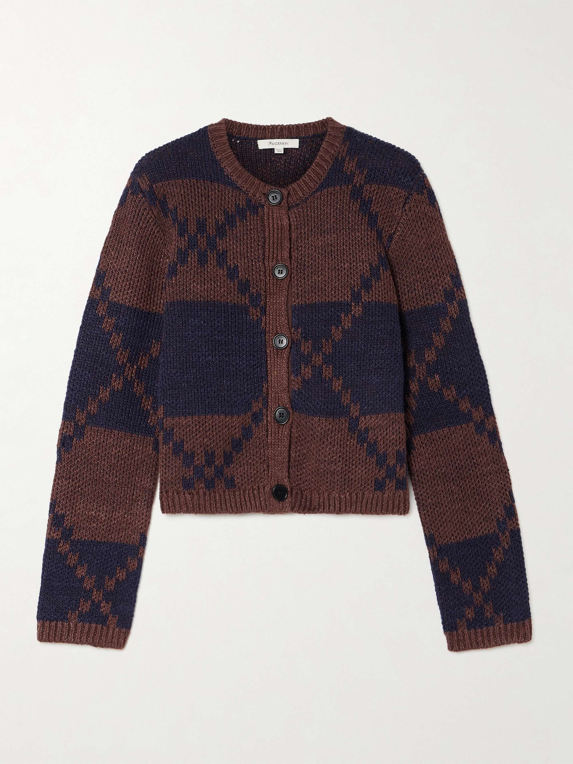 Linen-blend jacquard cardigan view