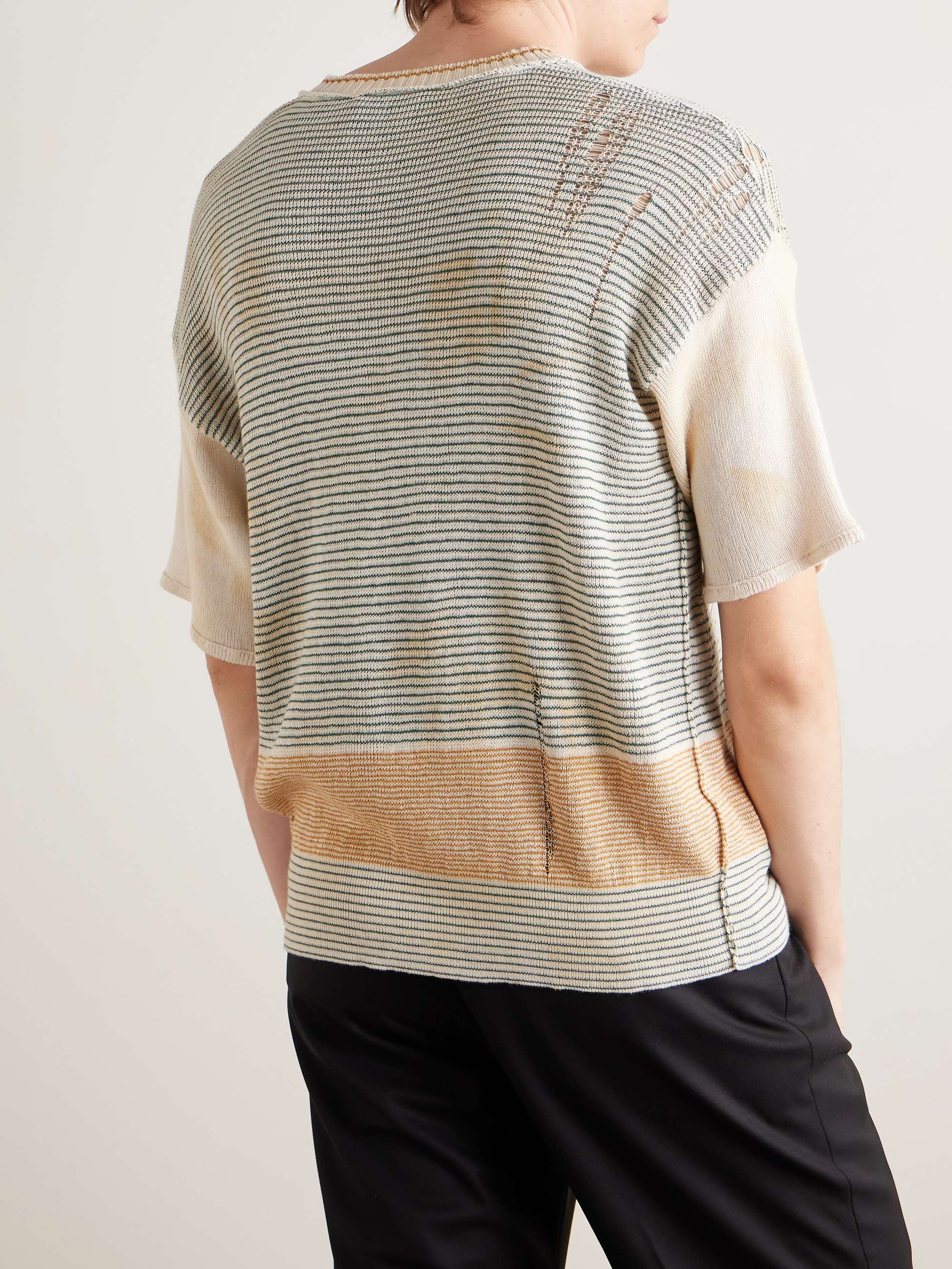 Here Comes Alice Distressed Striped Cotton Sweater view