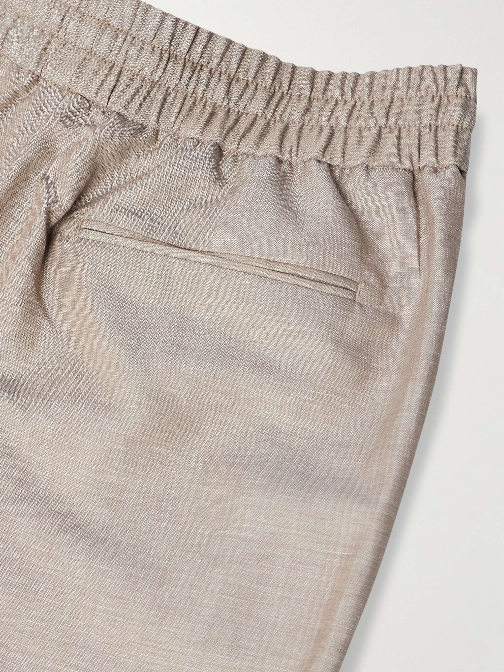 Straight-Leg Wool, Linen and Silk-Blend Suit Trousers view