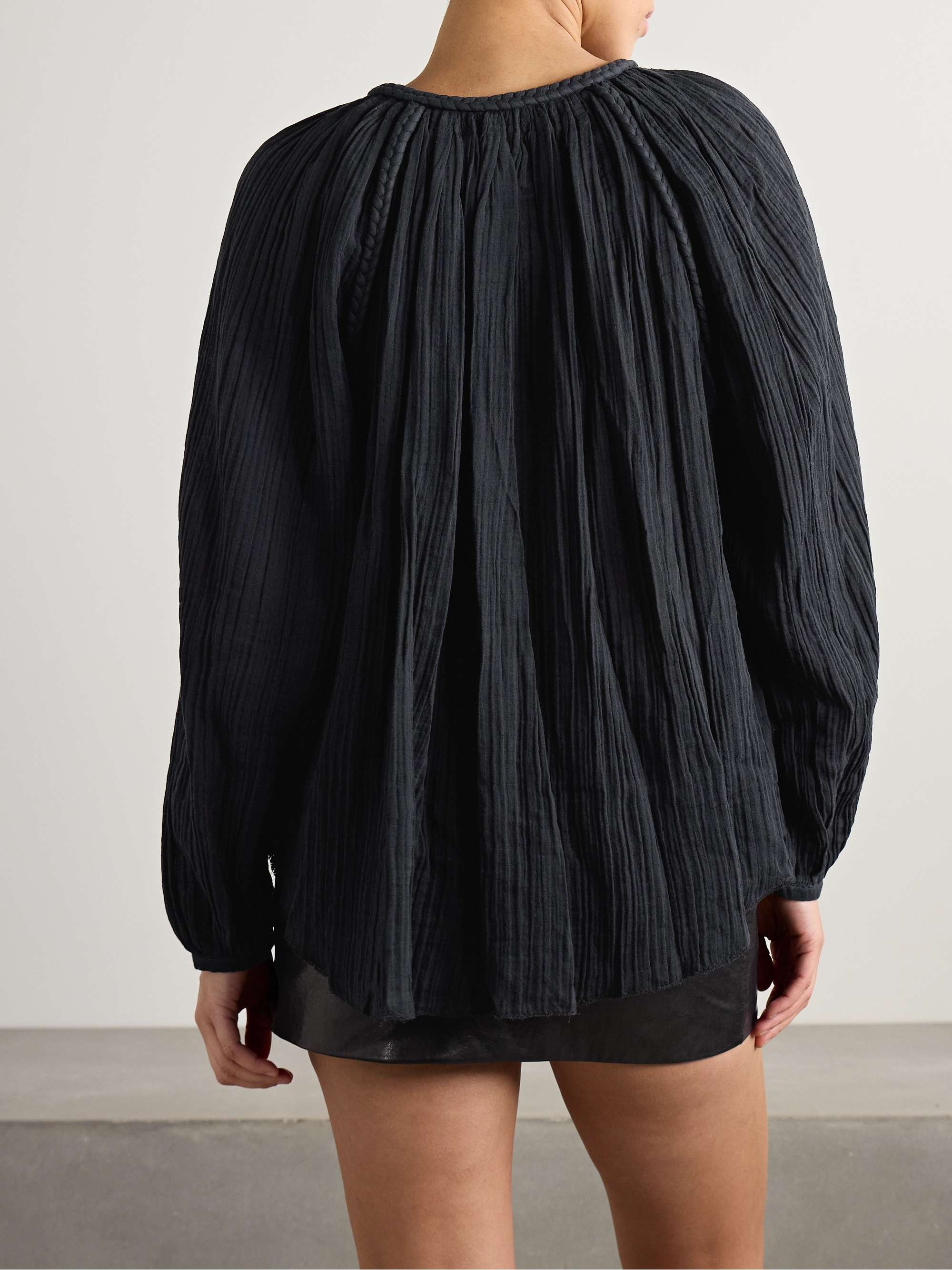 Jenna gathered organic cotton-gauze blouse view