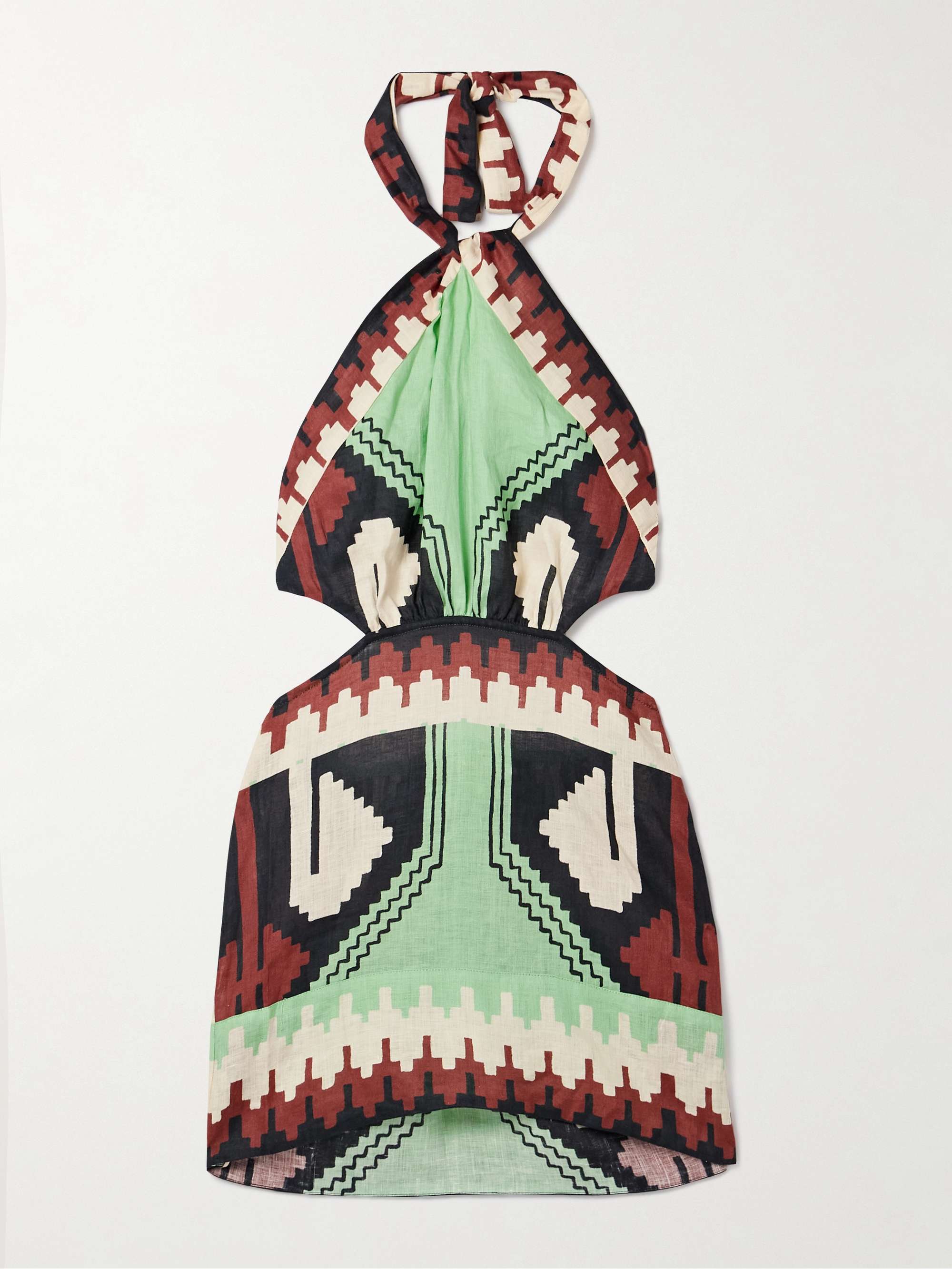 Tide Strength open-back printed linen halterneck mini dress view