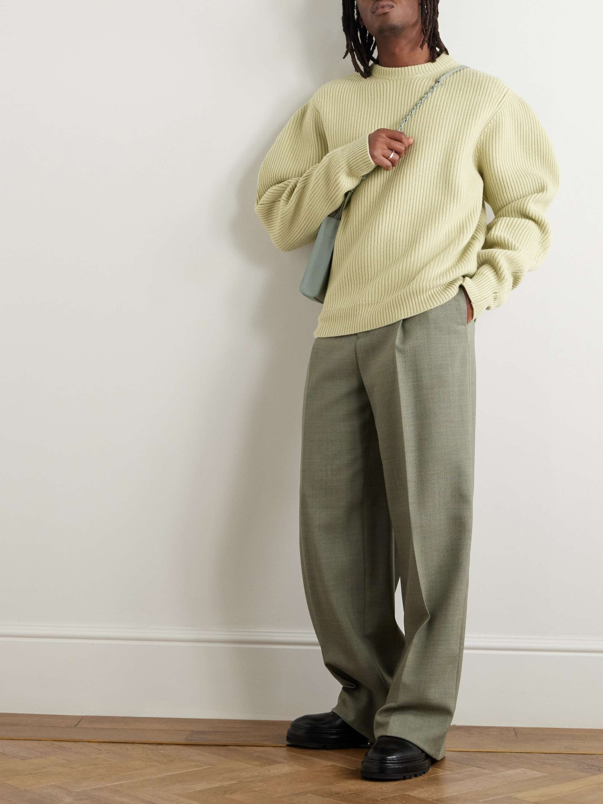 Ribbed Boiled-Wool Sweater view