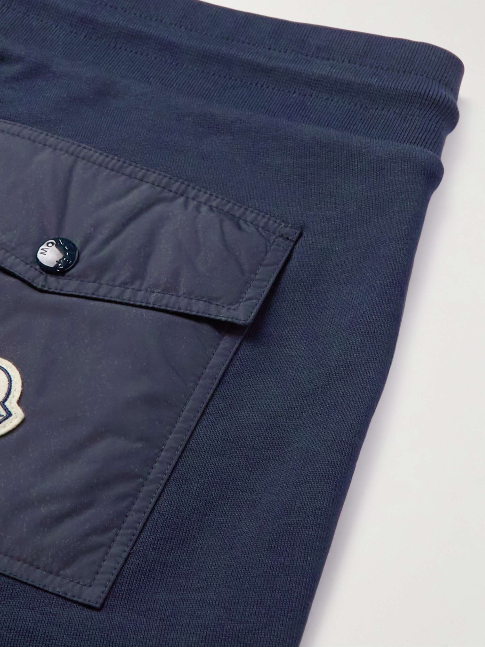 Tapered Logo-Appliquéd Shell-Trimmed Cotton-Jersey Sweatpants view