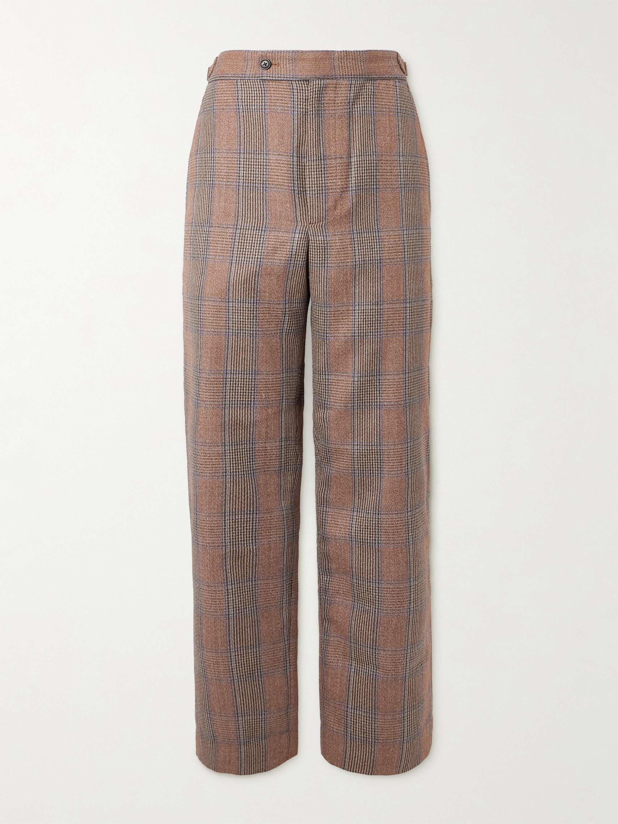 Straight-Leg Checked Cotton Trousers view