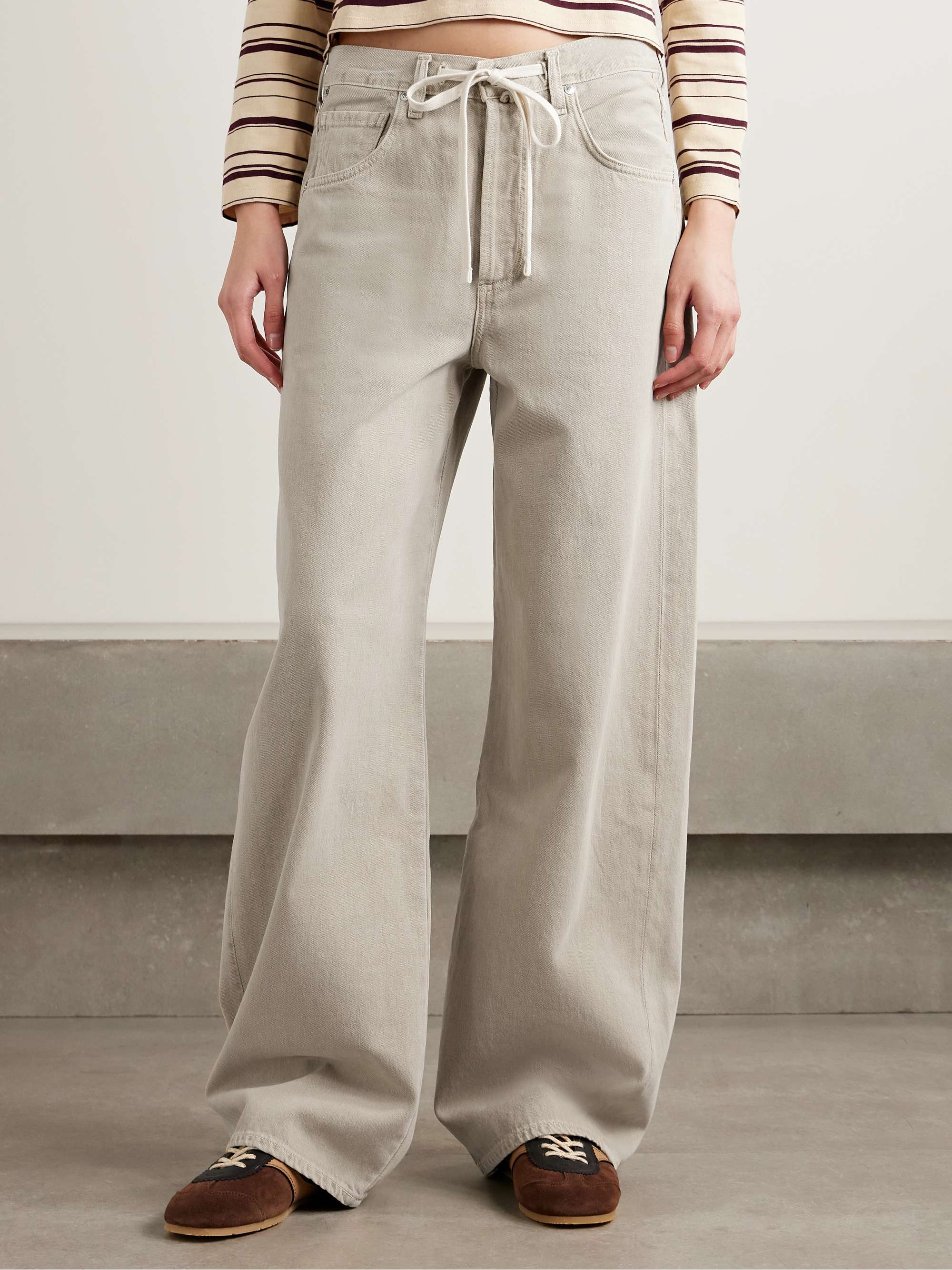 Brynn Drawstring mid-rise wide-leg jeans view