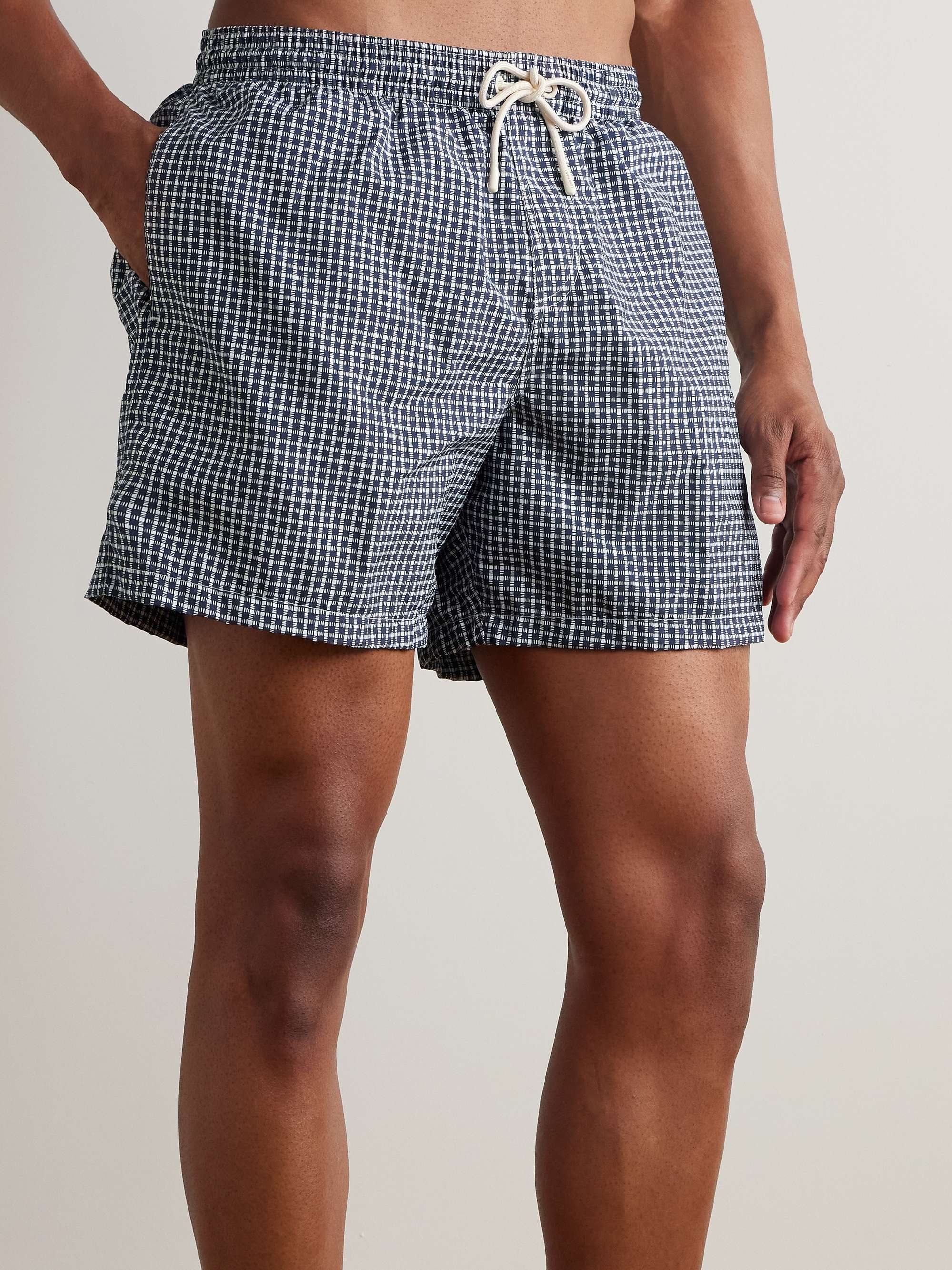 Daneu Straight-Leg Mid-Length Checked Swim Shorts view