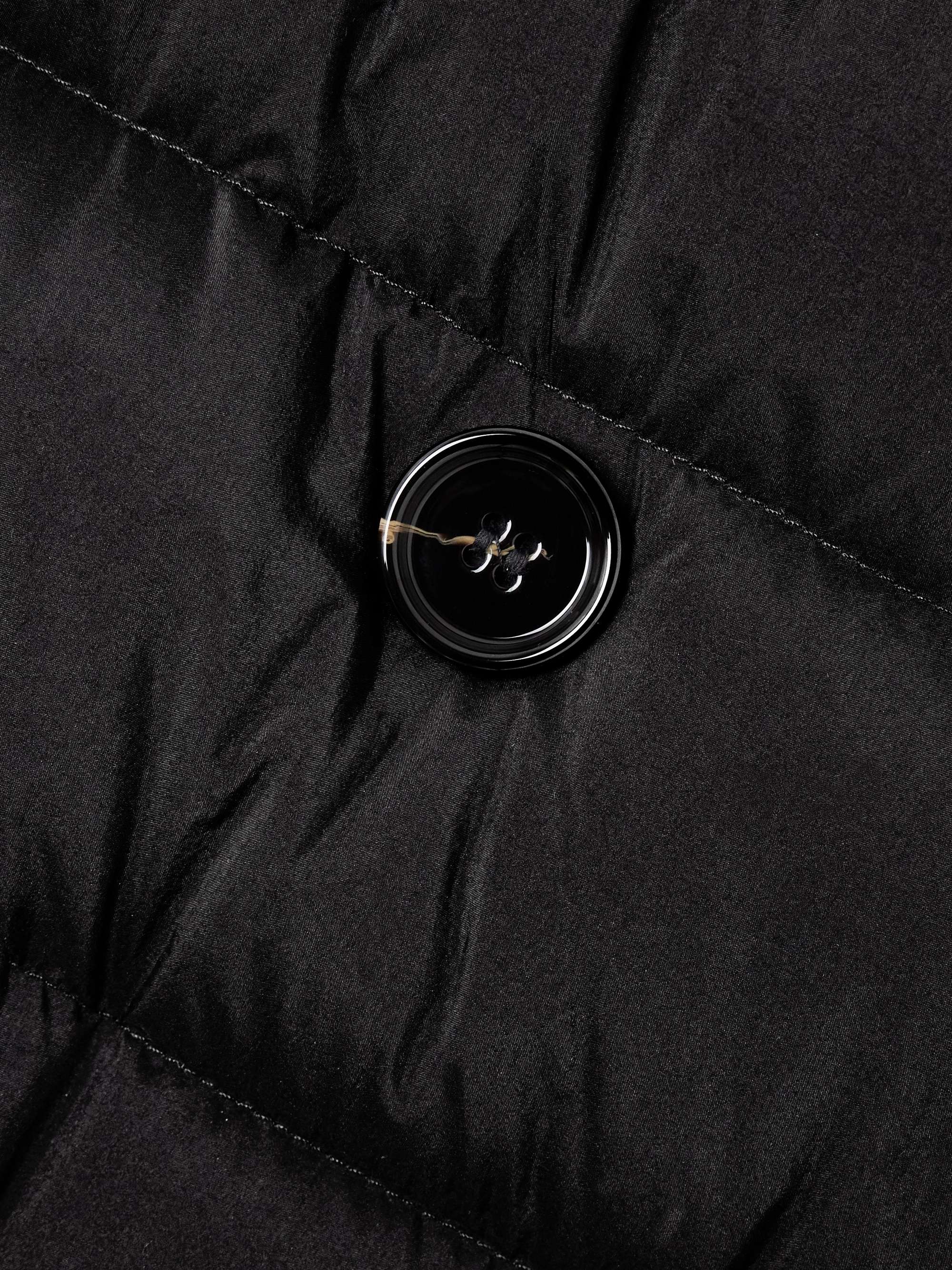 Hooded belted double-breasted quilted shell down coat view