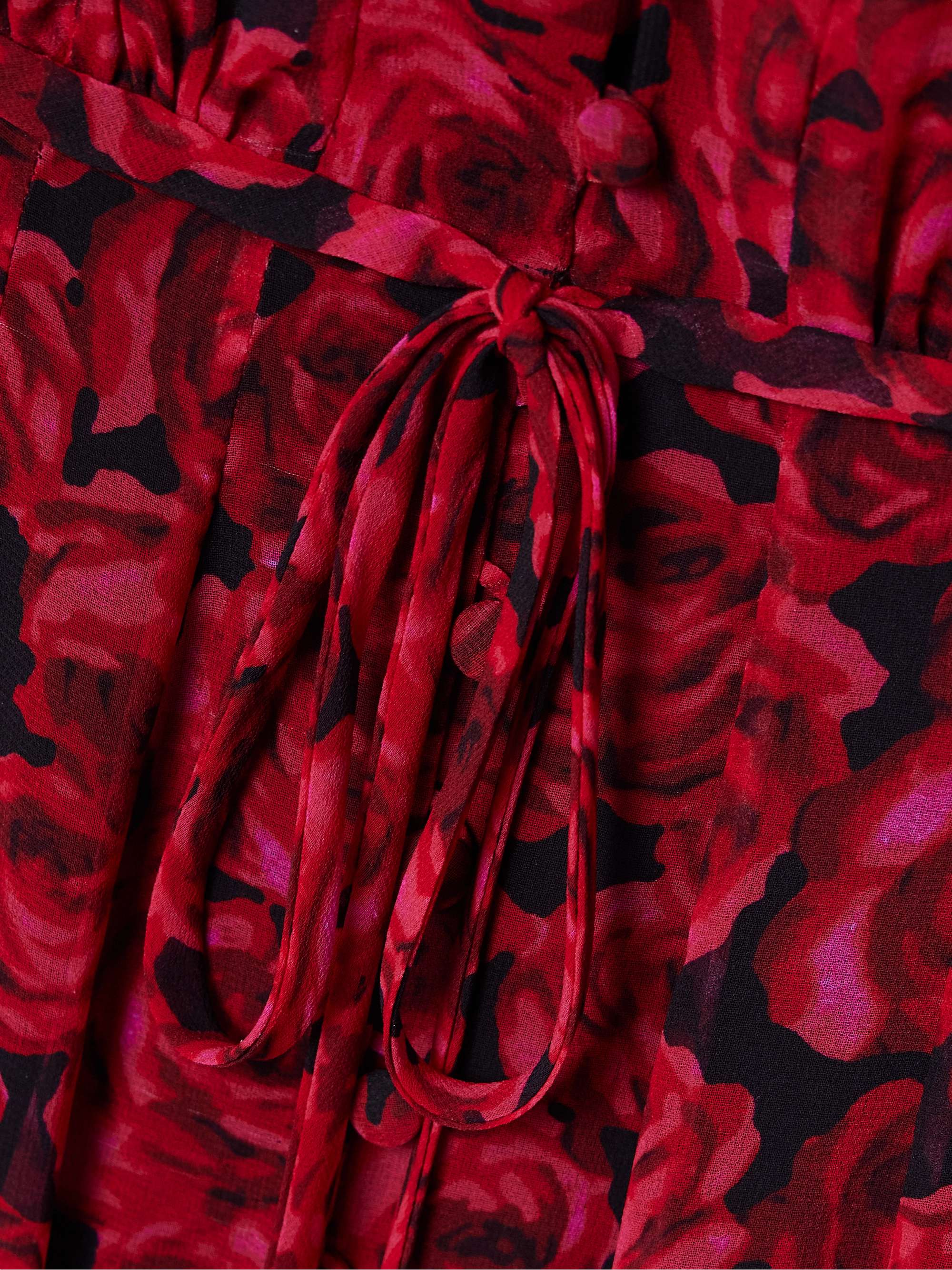 Gathered floral-print chiffon midi dress view