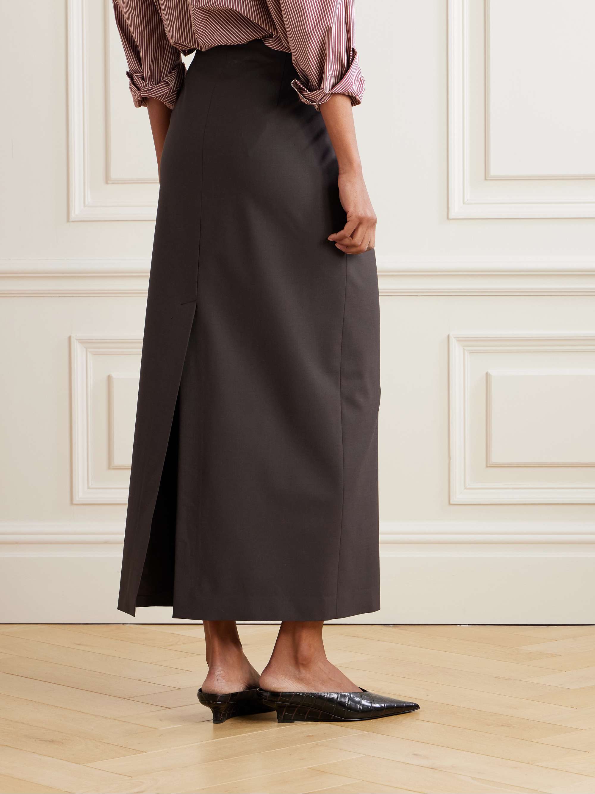 Wool-blend midi skirt view