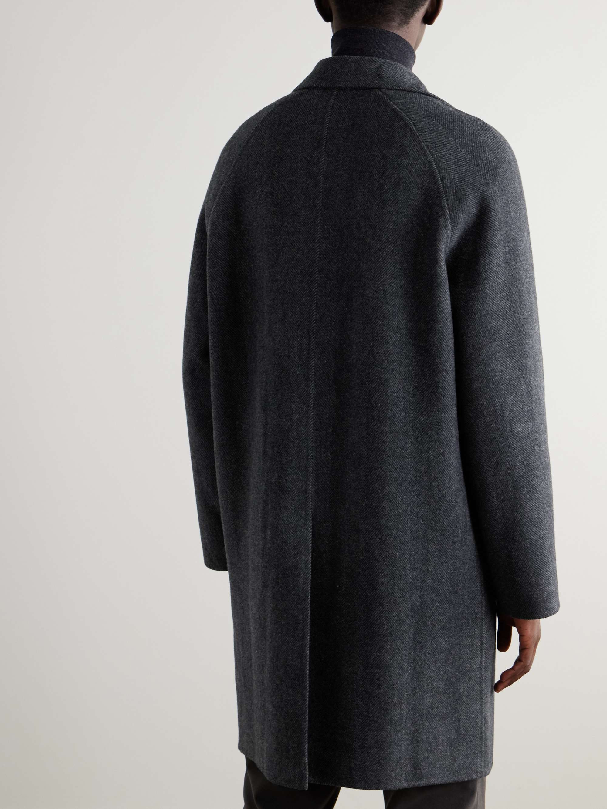 Herringbone Wool and Cashmere-Blend Flannel Coat view