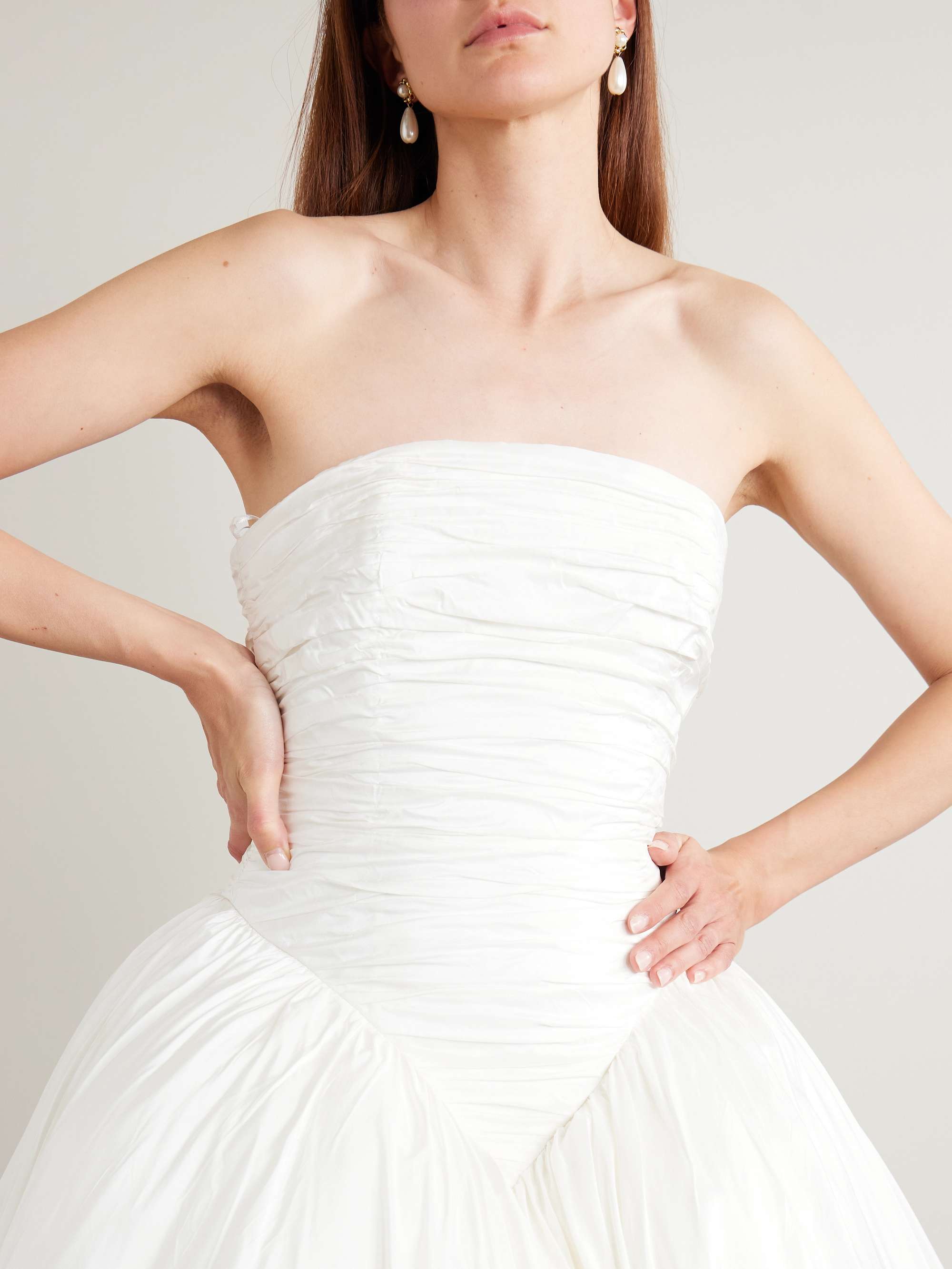 Britt strapless ruched silk-taffeta gown view