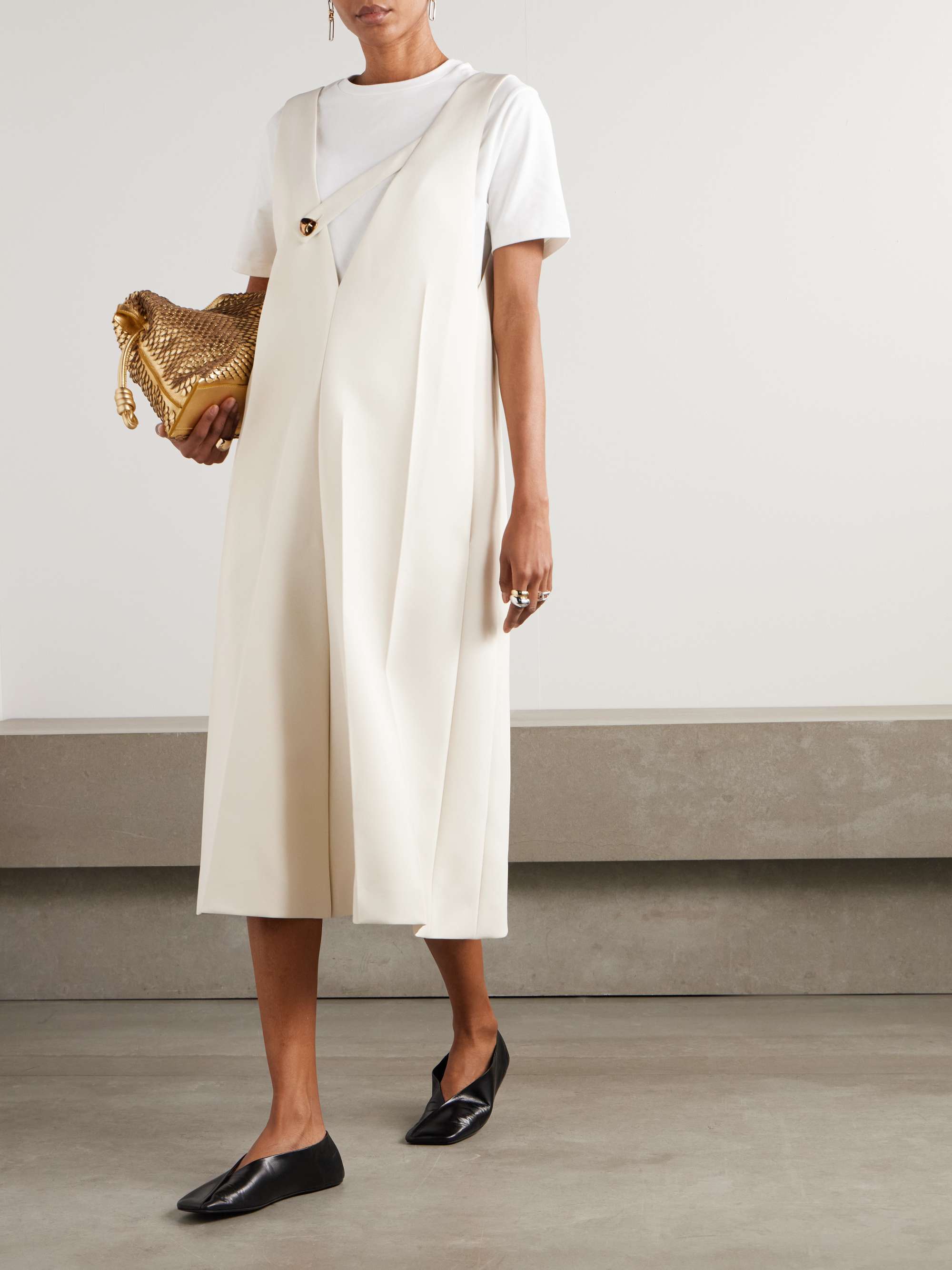 Embellished wool-blend midi dress view