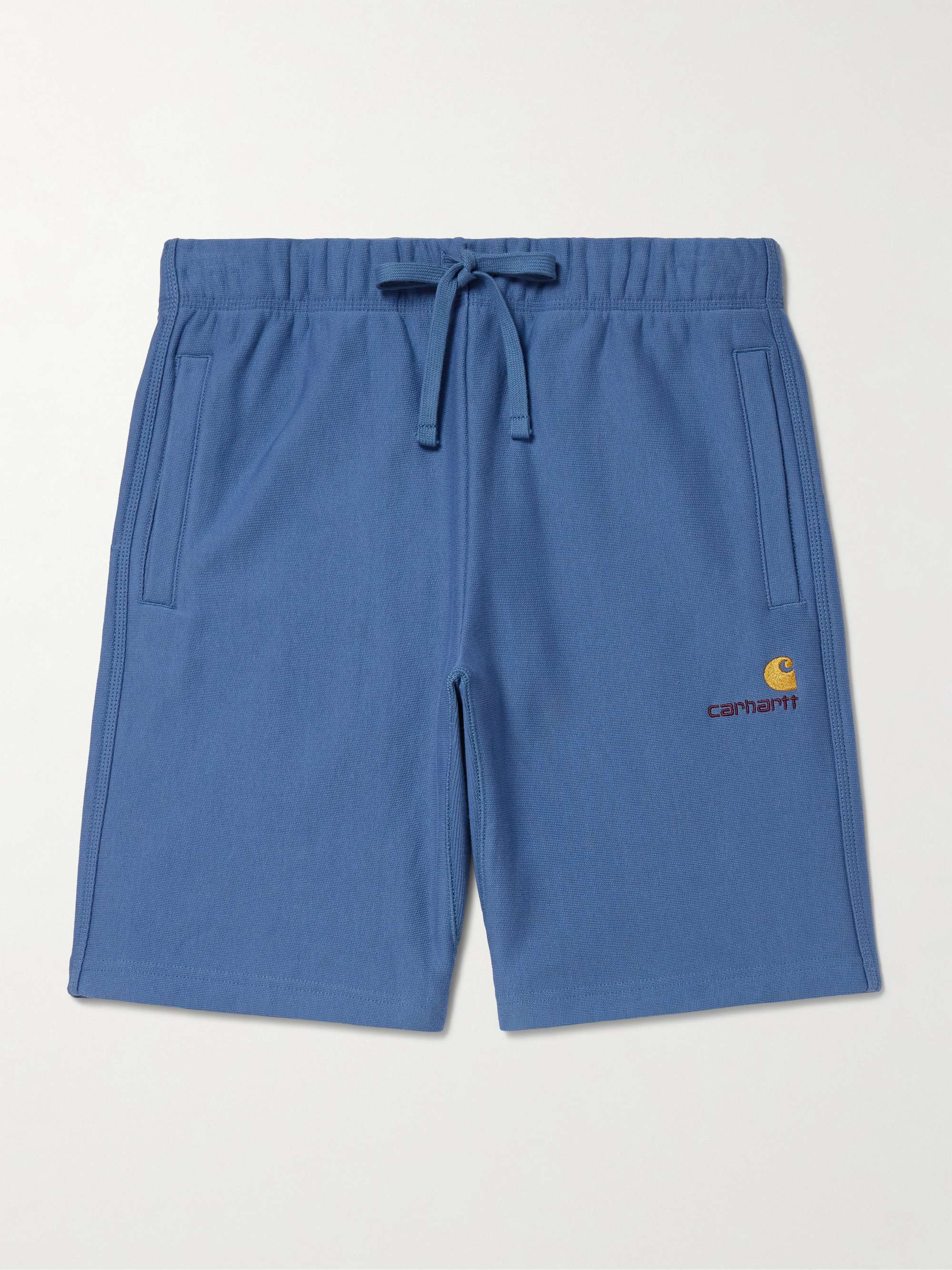American Script Straight-Leg Cotton-Blend Jersey Drawstring Shorts view