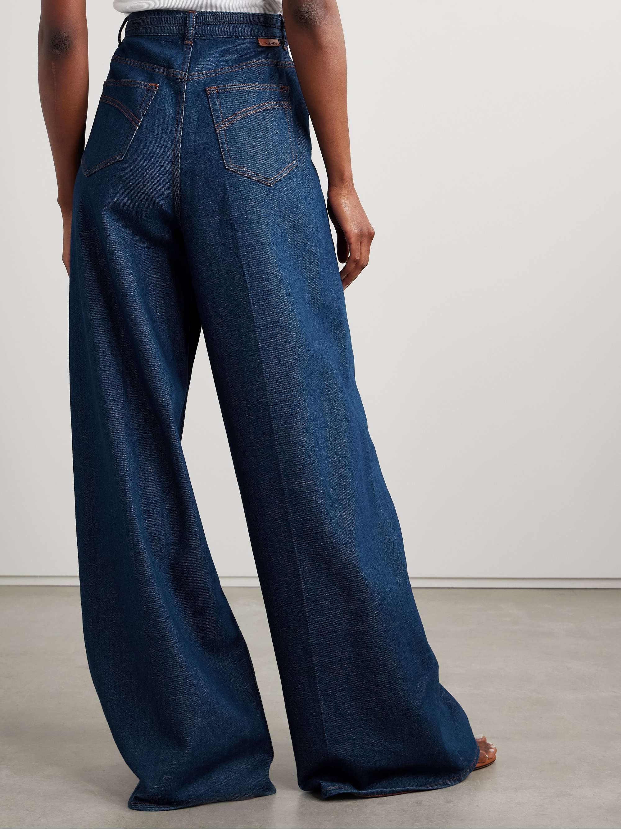 Illuminate belted high-rise wide-leg jeans view