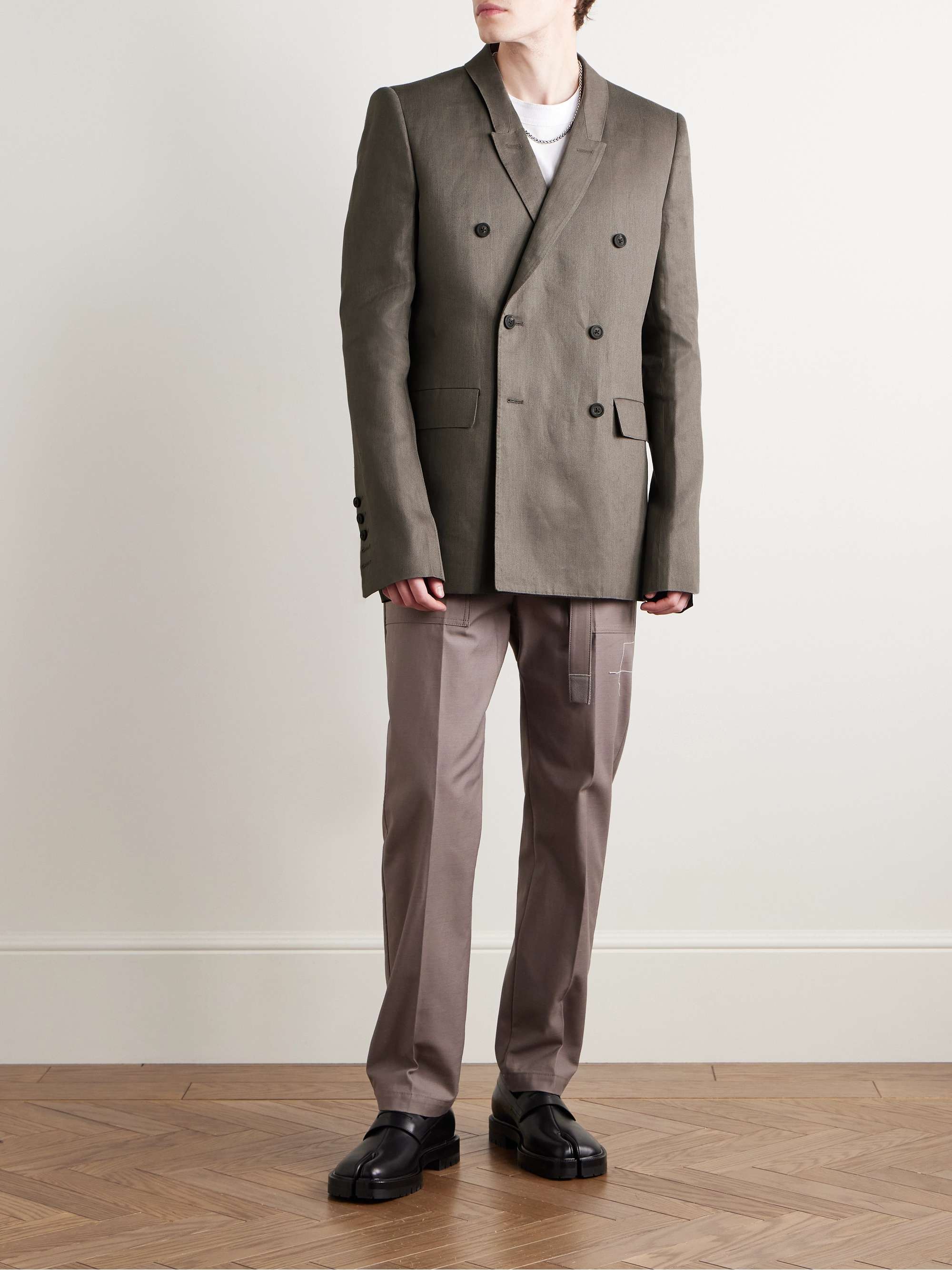 Double-Breasted Linen-Twill Blazer view