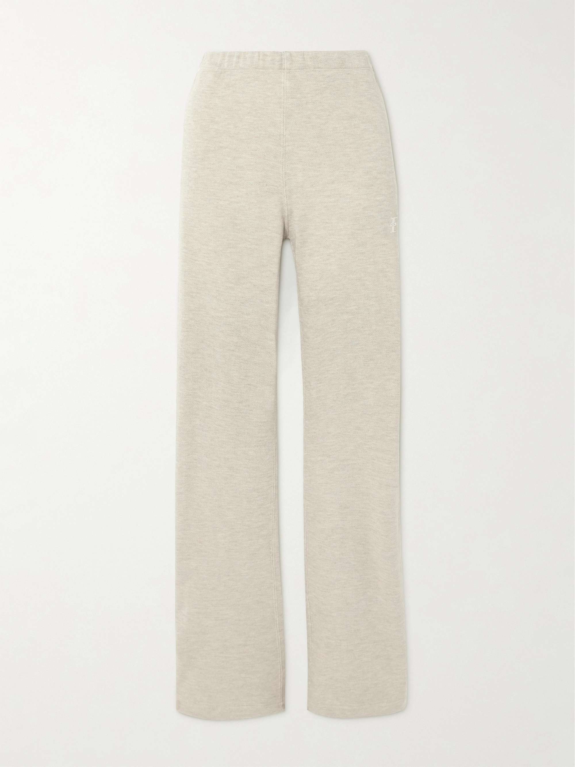 Embroidered cotton-blend jersey straight-leg track pants view